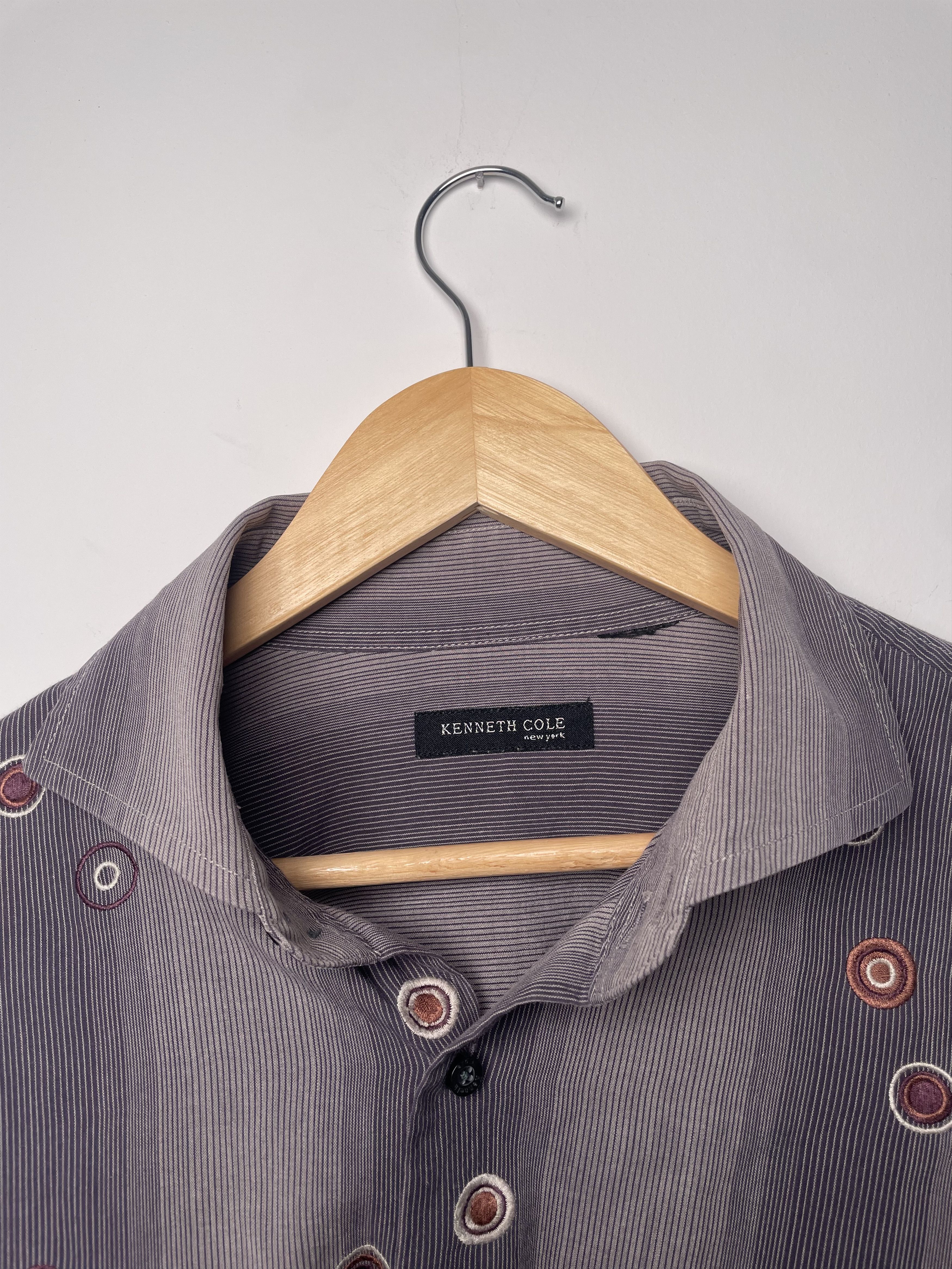 Kenneth Cole Periwinkle Circle Embroidered Kenneth Cole Shirt M Size US M / EU 48-50 / 2 - 5 Thumbnail
