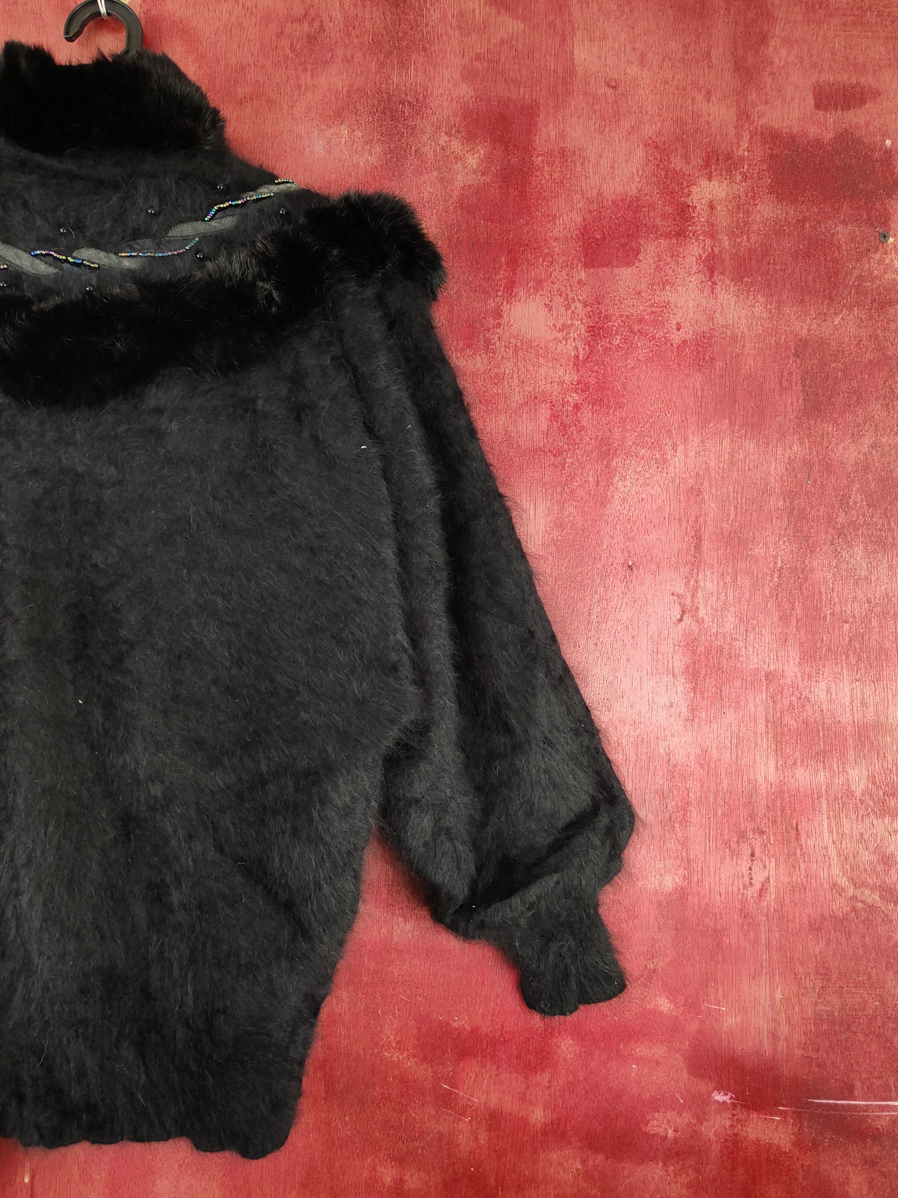 Homespun Knitwear Caratte Black Shag Shaggy Fur Mohair Jackets #S2040 Size L / US 10 / IT 46 - 10 Thumbnail