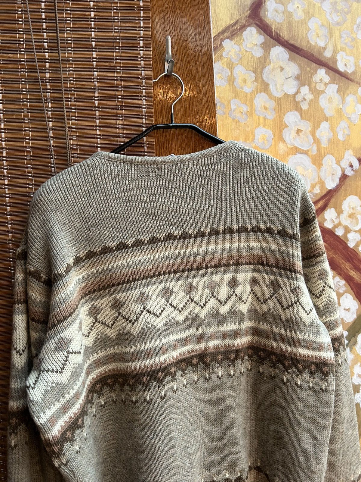 Handmade × Vintage Vintage 60s Caldwell Patterned Wool Knitted Sweater Cardigan Size US XL / EU 56 / 4 - 4 Thumbnail