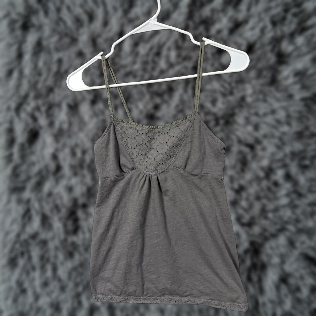 American Eagle Outfitters American Eagle Outfitters Cami Gray Eyelet Lace Boho Festival Y2K Coquette Tank S Pegs? Size S / US 4 / IT 40 - 1 Thumbnail