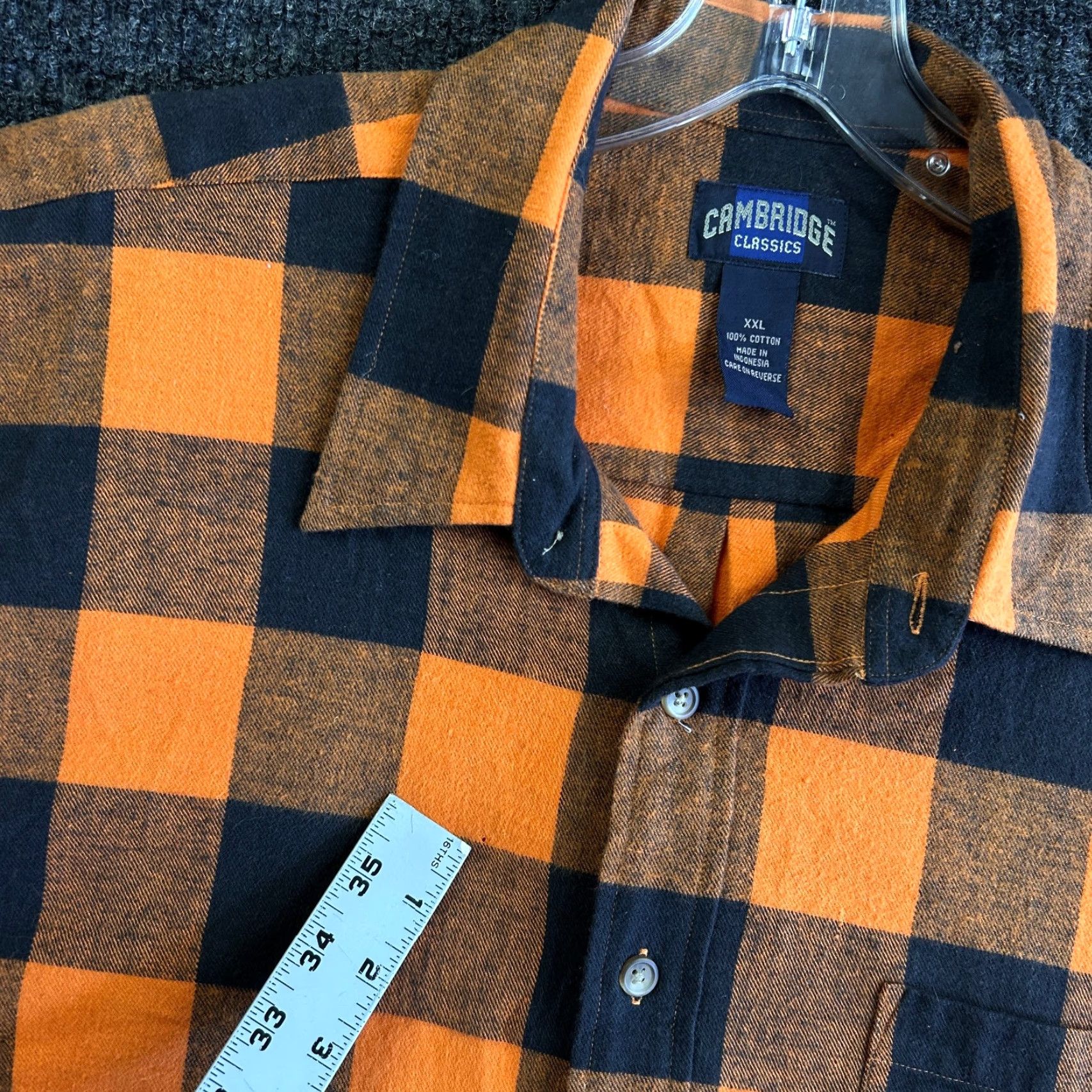 Vintage VINTAGE Cambridge Classics Flannel Shirt Button Down Orange Buffalo Plaid 2XL Men Shirt Size US XXL / EU 58 / 5 - 7 Thumbnail