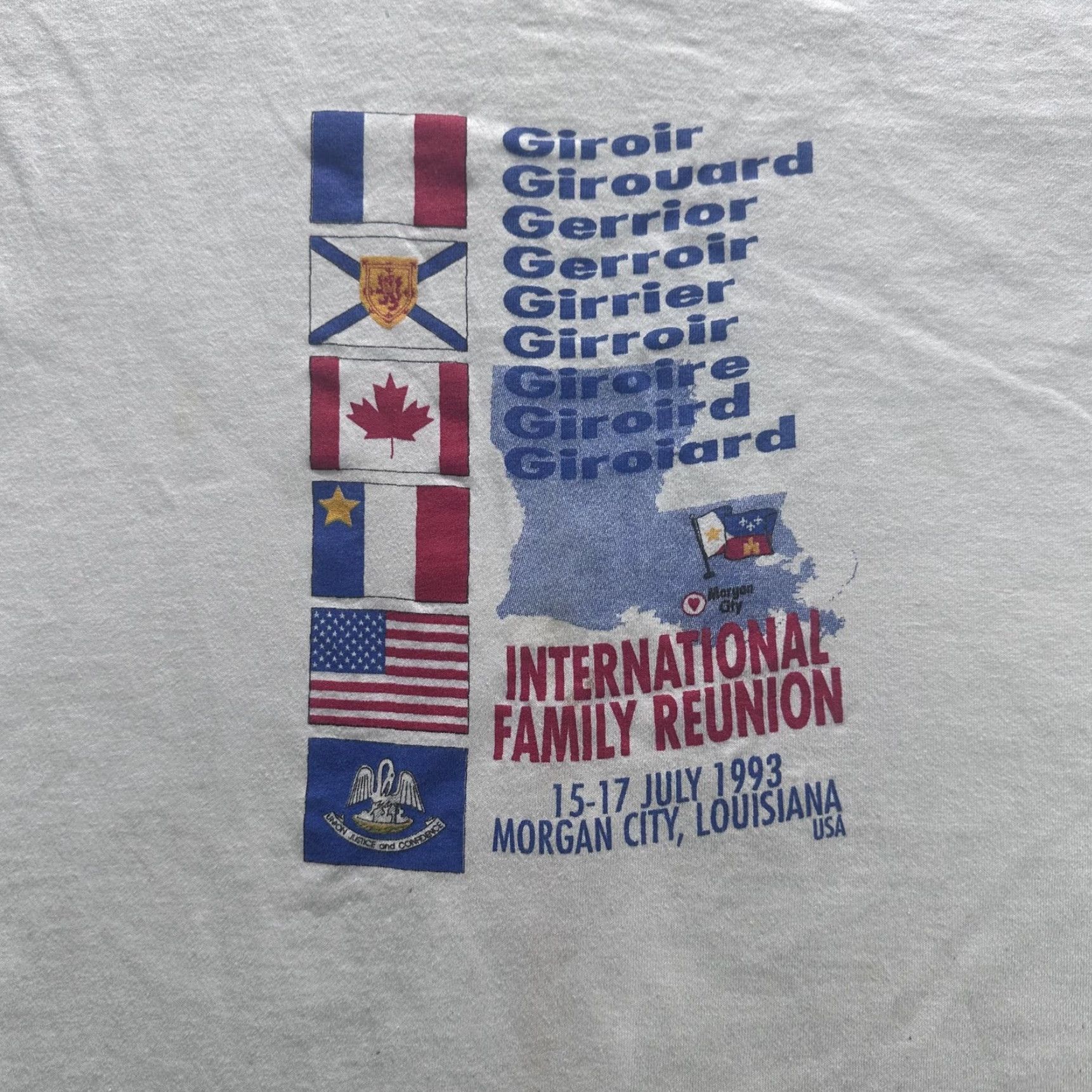 Fruit Of The Loom VINTAGE Giroir Family Reunion Shirt Mens Large White Fruit Of The Loom 90s Size US L / EU 52-54 / 3 - 2 Thumbnail