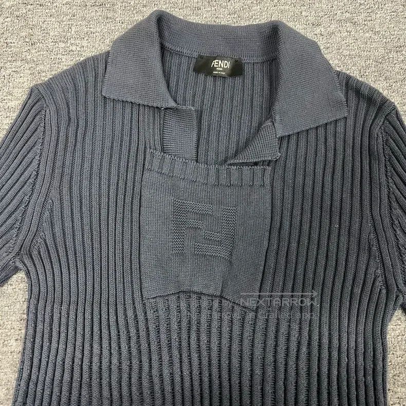 Fendi Fendi Double F Monogram Knit Short Sleeve Polo Shirt Size M / US 6-8 / IT 42-44 - 3 Thumbnail