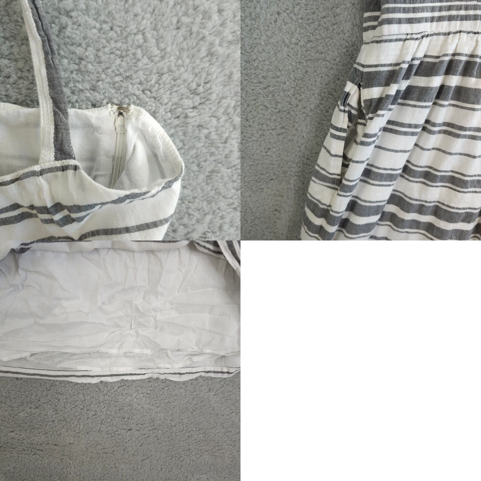 Loft VINTAGE LOFT Dress Womens L Gray White Striped Fit Flare Knee Casual Pockets Size L / US 10 / IT 46 - 9 Thumbnail