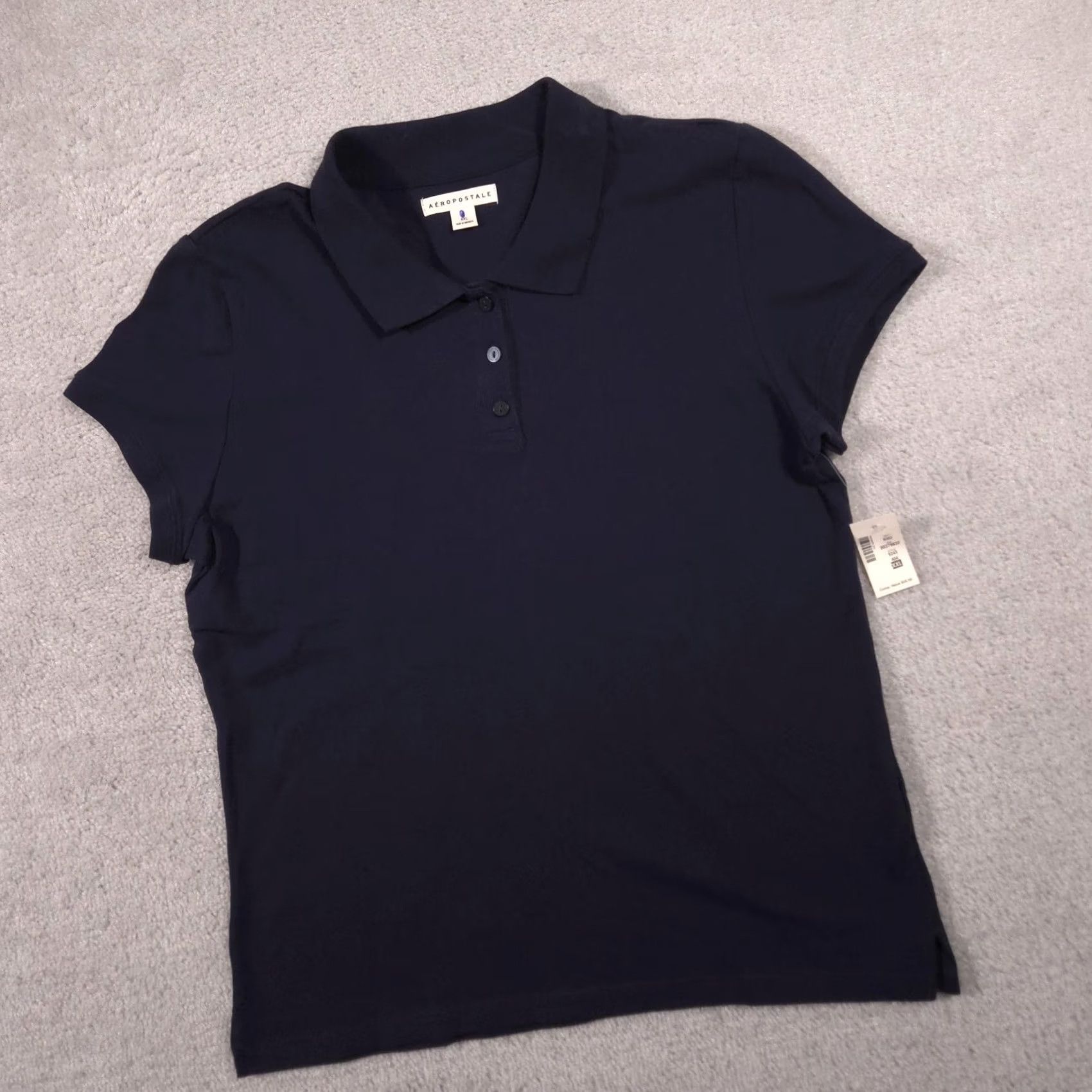 Vintage Aéropostale Polo Shirt Juniors XXL Solid Blue Collared Short Sleeve Basic Top Size XXL / US 16-18 / IT 52-54 - 2 Thumbnail