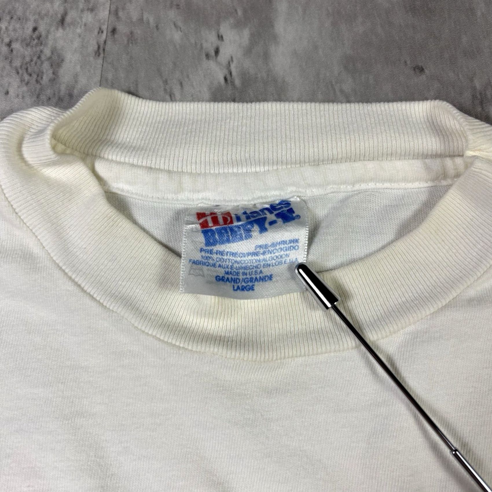 Hanes VINTAGE New Orleans Jazz T Shirt White Embroidered Logo size L 90s Hanes Shirt Mens Cotton Short Sleeve Crew Neck Jazz Size US L / EU 52-54 / 3 - 3 Thumbnail