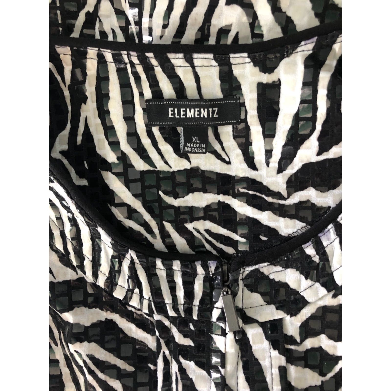 Element Elementz Jacket XL Blk/wht Zebra Sparkle Zip Up 3/4 Sleeve Button Mock Pockets Size XL / US 12-14 / IT 48-50 - 4 Thumbnail