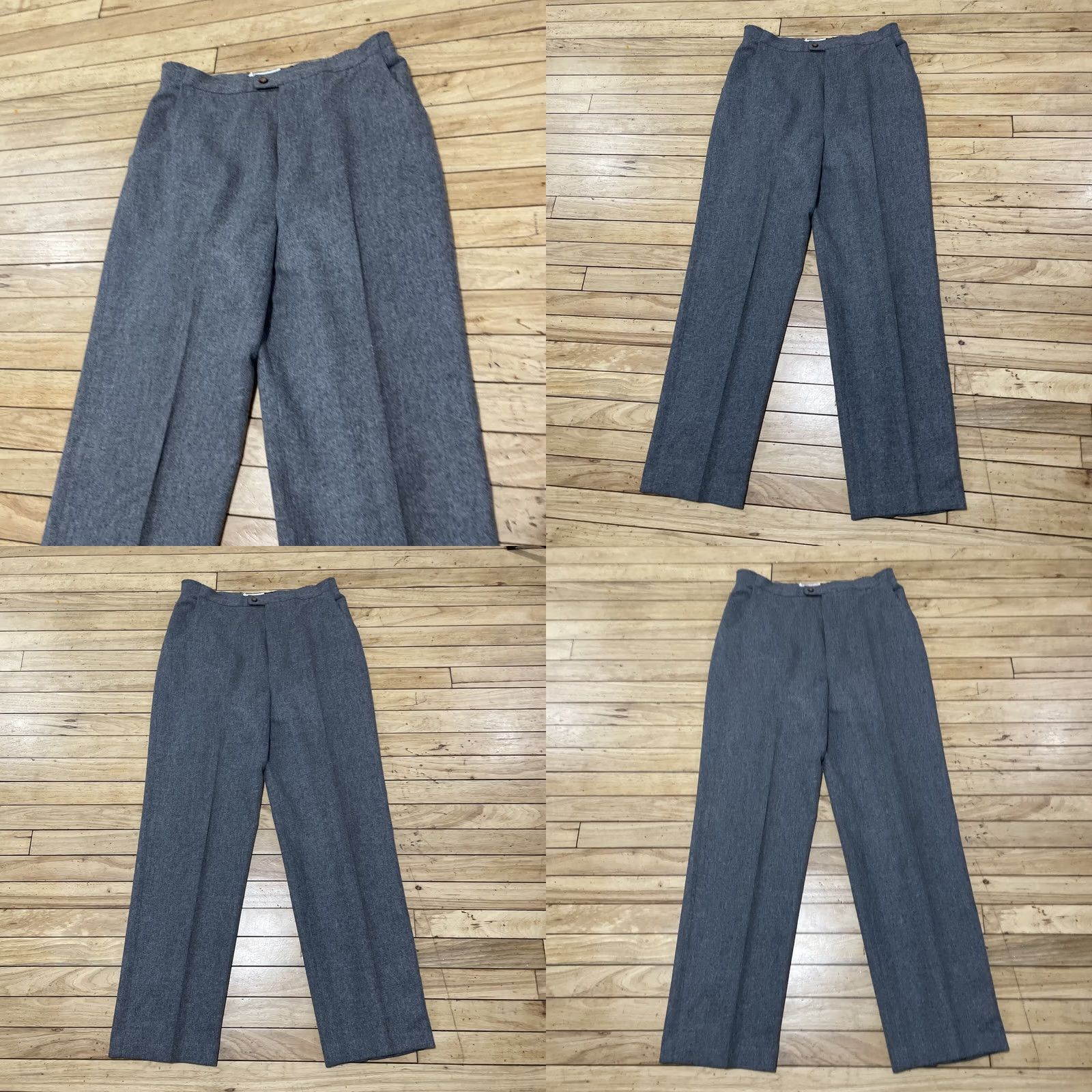 Vintage VINTAGE Collectibles Gray Wool Dress Pants Women 14 32x30 Flat Front Zipper Button USA Made Professional Size 36" / US 14 / IT 50 - 10 Thumbnail