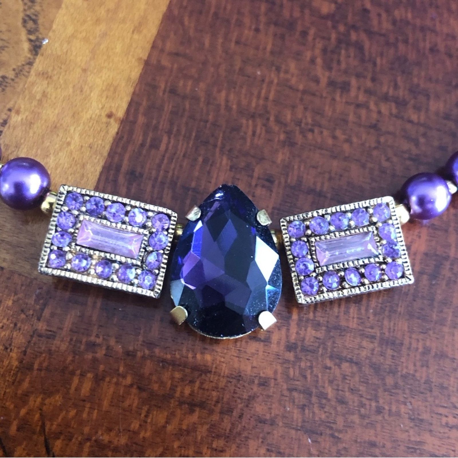 Handmade Handcrafted repurpose purple passion pendant Pearl necklace Size ONE SIZE - 9 Thumbnail