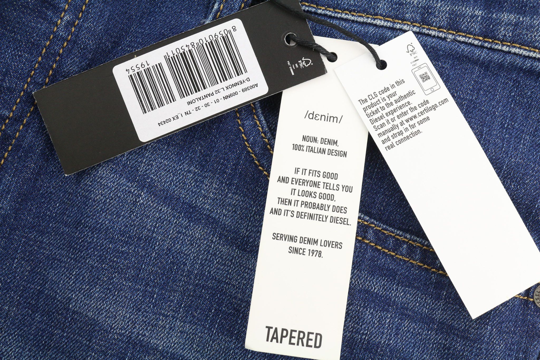 Diesel D-YENNOX 009NN W30/L32 Tapered Washed Denim Jeans 40160 Size US 30 / EU 46 - 8 Thumbnail