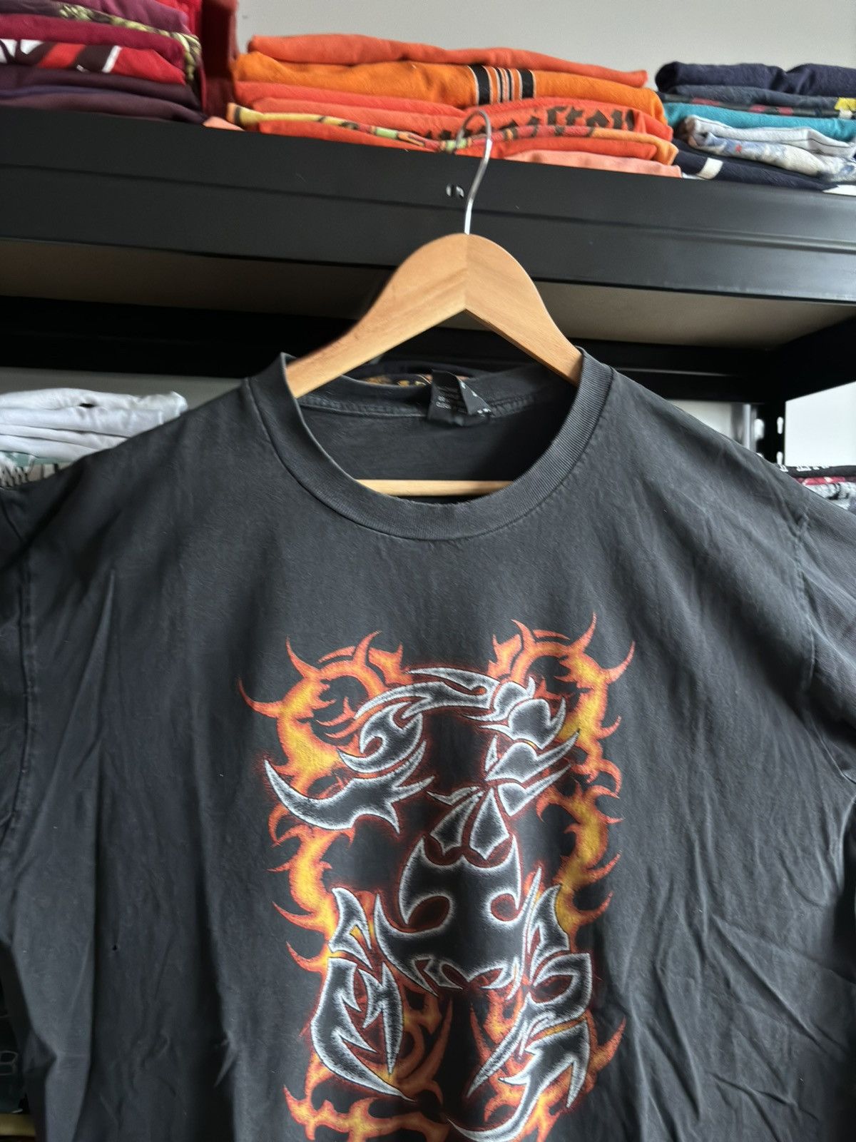 JNCO Crazy Vintage Affliction Style Y2K Flames Tribal T-Shirt USA Size US XL / EU 56 / 4 - 2 Thumbnail
