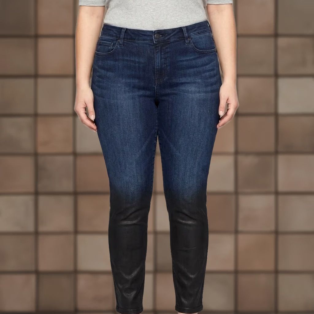 NYDJ VINTAGE NYDJ Alina Legging Jeans coated Ombre Blue 16W Womens Slim Stretch Pockets Lift Tuck 5-Pocket Denim Low Rise 30 in Inseam Size 38" / US 16 / IT 52 - 1 Thumbnail