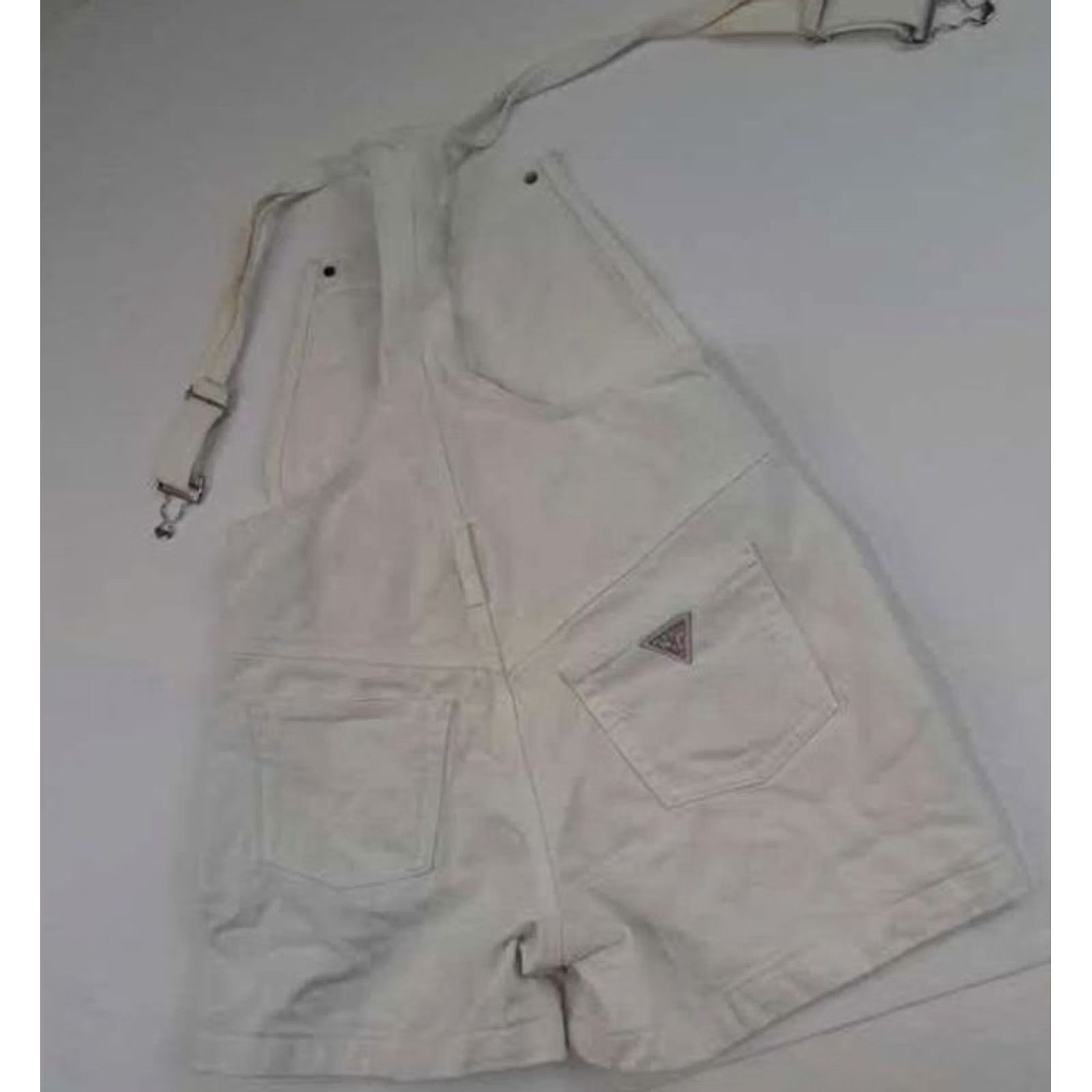 Guess VINTAGE GUESS White Overall Shorts Womens Medium USA Made Denim 100% Cotton Daisy Duke 30in Waist Mid Rise Size 30" / US 8 / IT 44 - 5 Thumbnail
