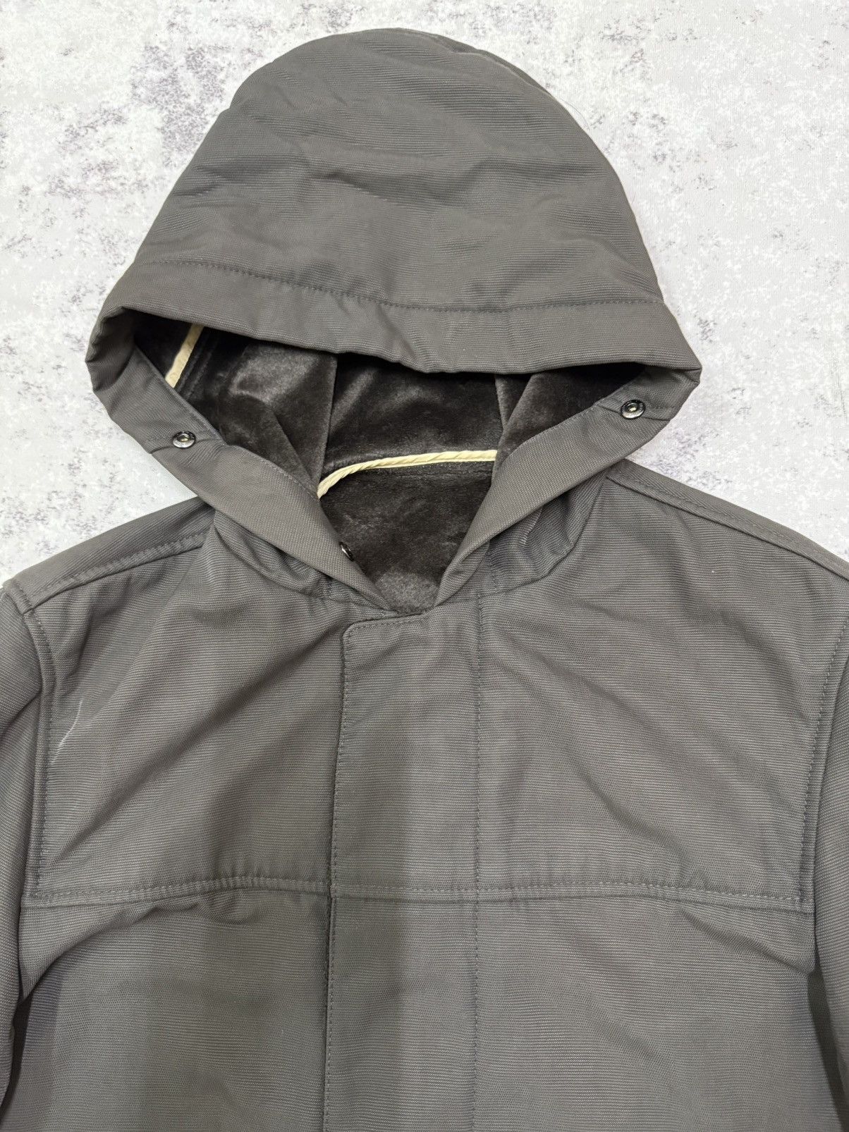 Jun Men Velvet Lined Parka Jacket Dark Green