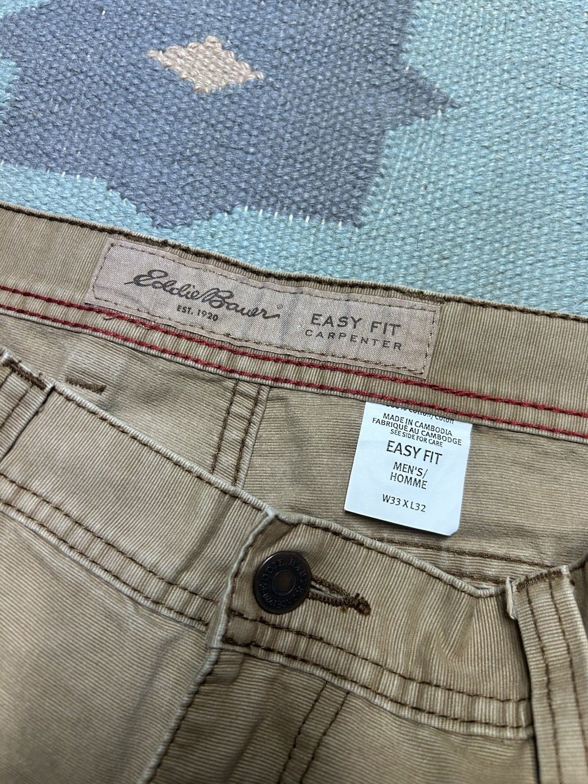 Vintage Vtg Eddie Bauer easy fit carpenter pants loose baggy 33x31 Size US 33 - 7 Thumbnail
