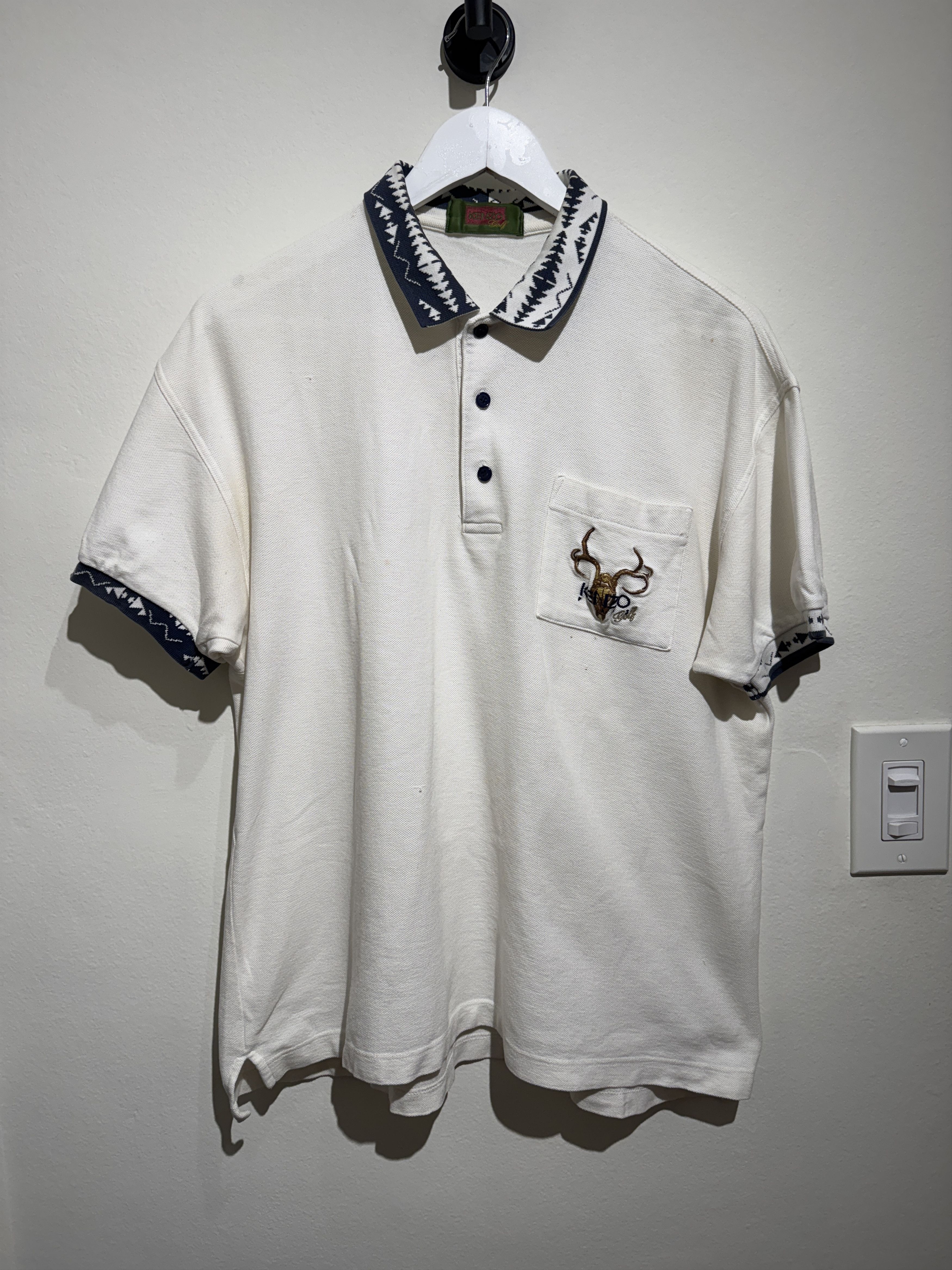 Kenzo Vintage Kenzo Golf Polo Shirt – Ivory with Embroidered Stag Size US S / EU 44-46 / 1 - 1 Thumbnail