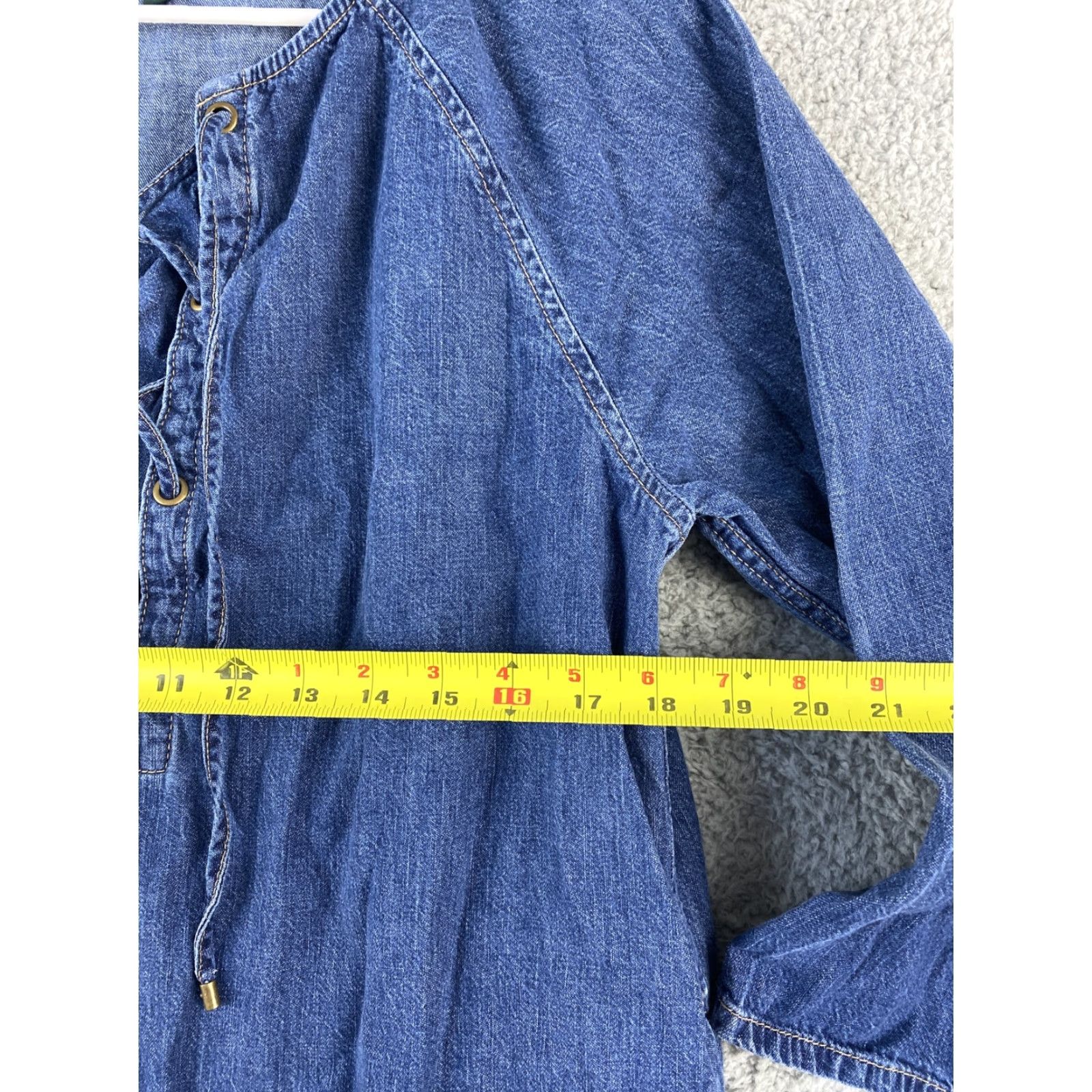 Ralph Lauren Lauren Ralph Lauren Women's Shift Dress M Denim Dark Wash Casual V-Neck 90s Style Size 32" / US 10 / IT 46 - 5 Thumbnail