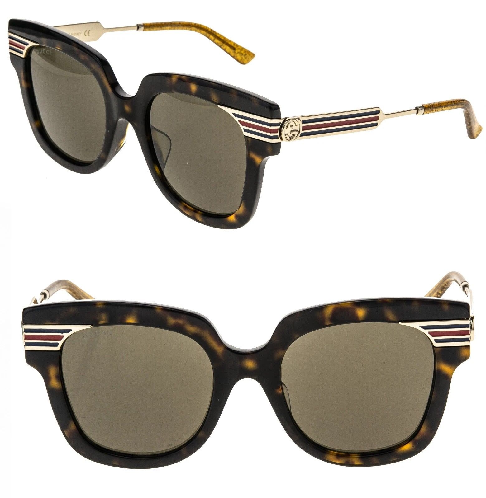Gucci GUCCI GG0281S WEB 0281 Gold Brown Metal Sunglasses 002 Size ONE SIZE - 1 Thumbnail