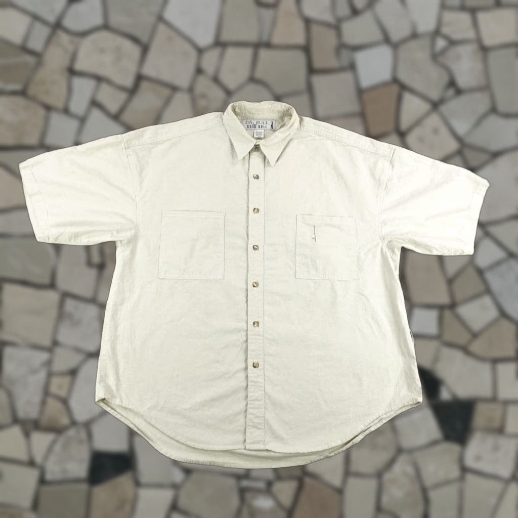 Doublet VINTAGE Da Bull Greg Noll Shirt Mens Large Beige Button-Up Surfer USA Double Pocket Embroidered Cotton Size US L / EU 52-54 / 3 - 1 Thumbnail