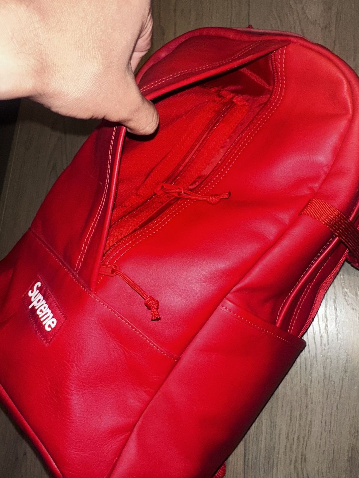 Supreme Supreme - Leather Backpack Red Size ONE SIZE - 7 Thumbnail