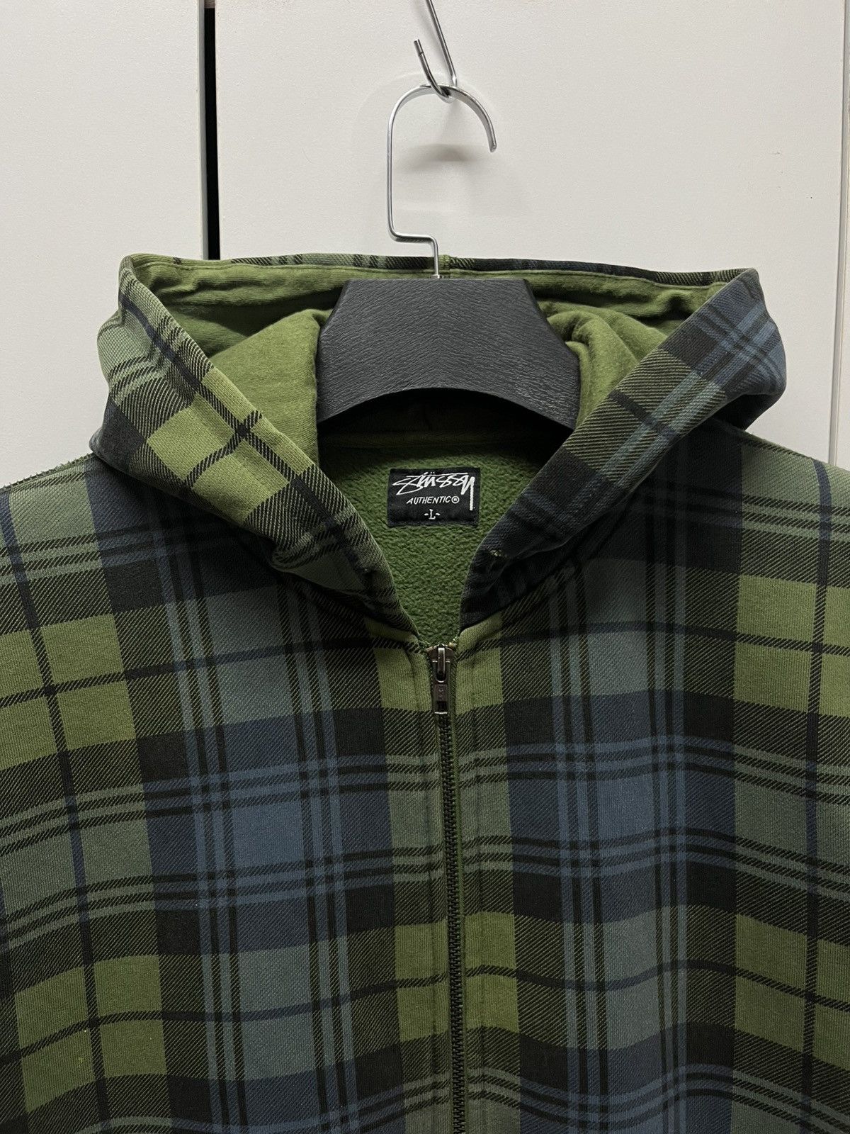 Stussy Plaid Zip Up Hoodie