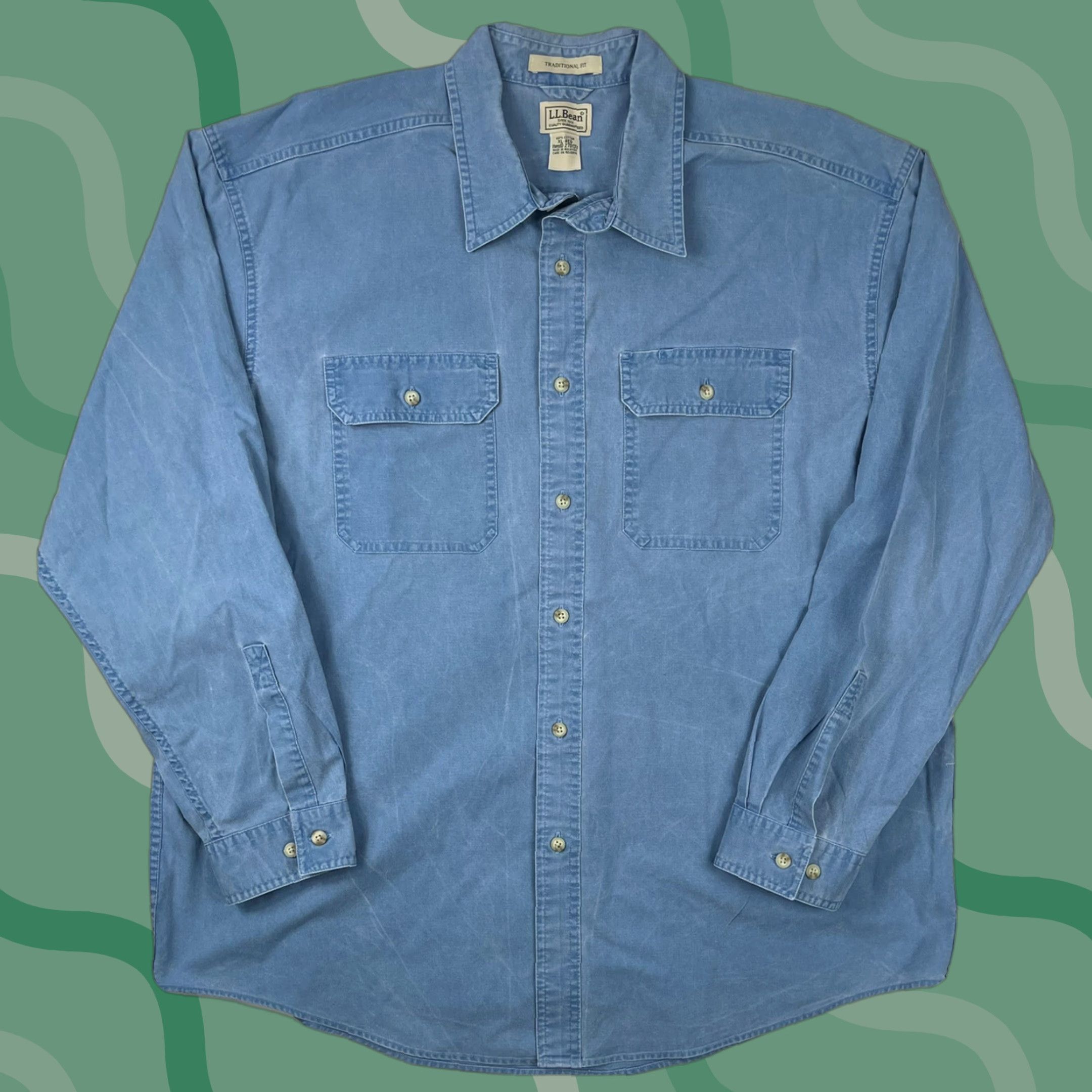 Vintage VINTAGE L.L. Bean Cool Weave Long Sleeve Fishing Shirt XL Nantucket Blue Mens Size US XL / EU 56 / 4 - 1 Thumbnail
