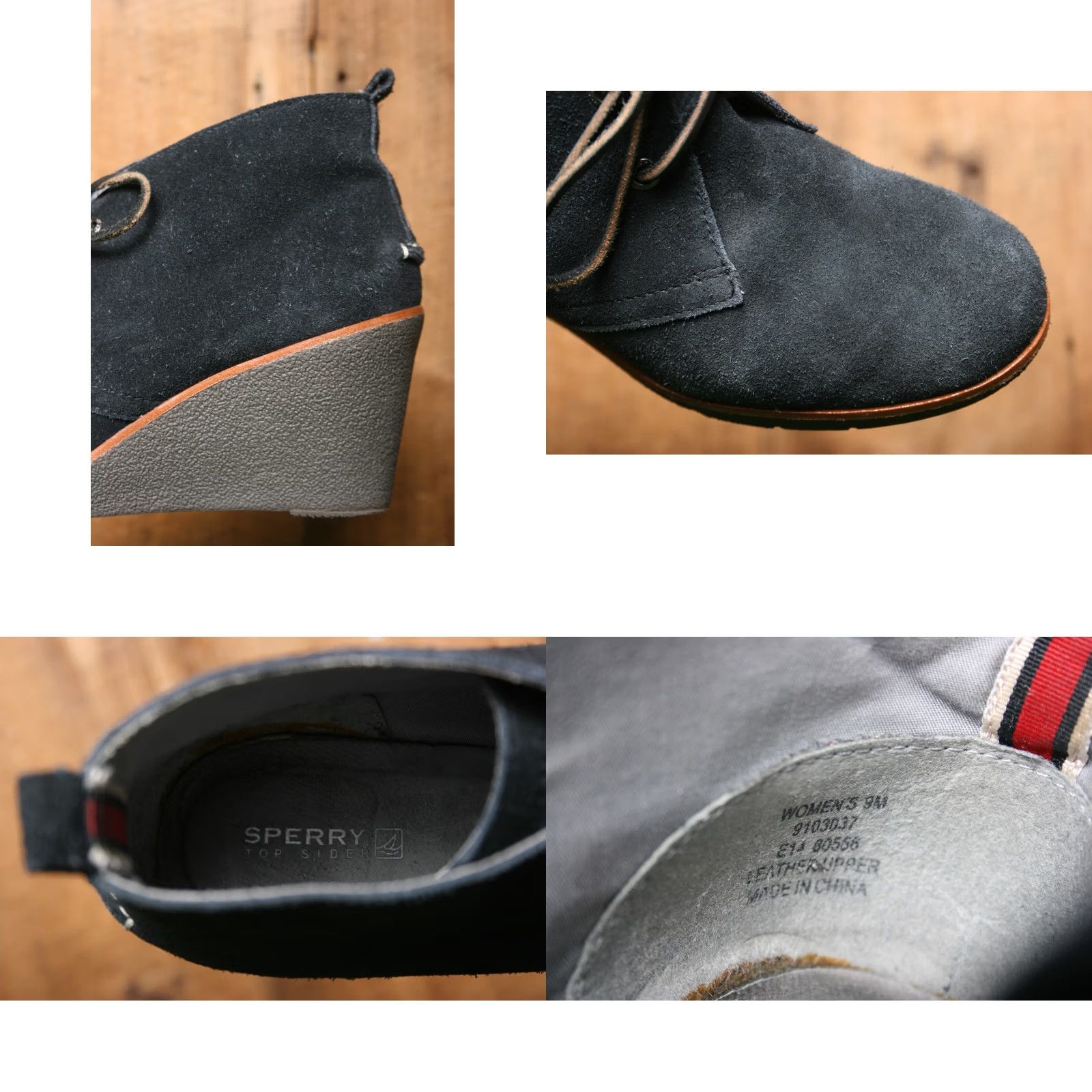 Sperry SPERRY Top-Sider Harlow Blue Suede Round Toe Lace Up Wedge Bootie Sz. 9M Womens Shoes Size US 9 / IT 39 - 8 Thumbnail