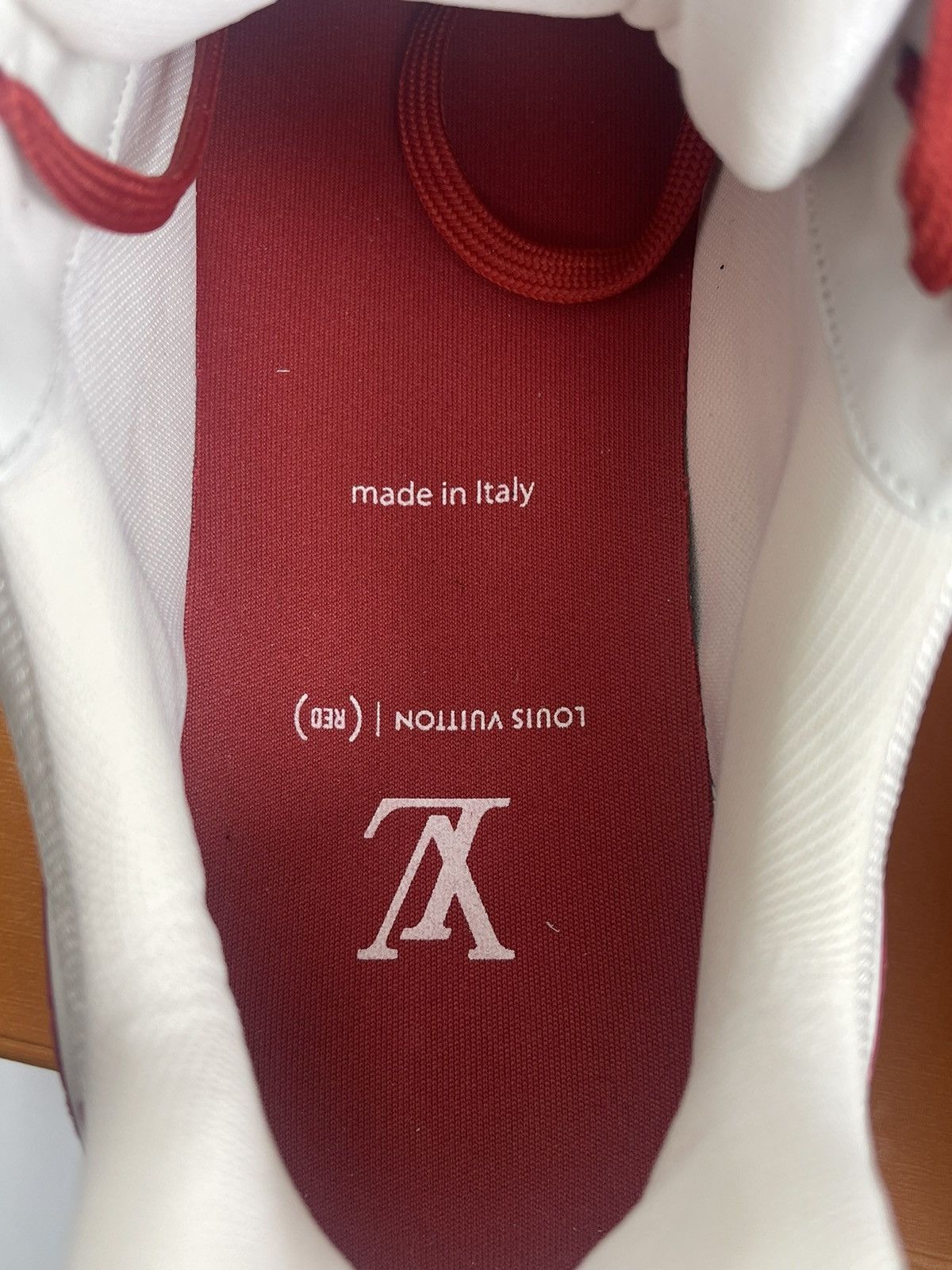 Louis Vuitton VIRGIL ABLOG EXCLUSIVE RED LOGO EMBOSSED SNEAKERS Size US 8 / EU 41 - 12 Thumbnail
