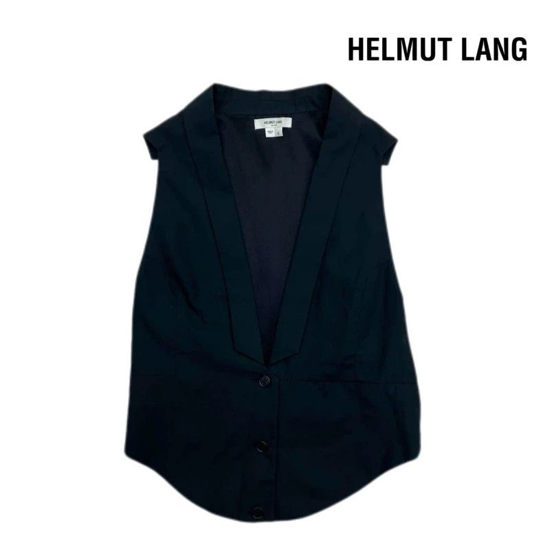 Helmut Lang HELMUT LANG Black V-neck suit collar sleeveless vest Size S / US 4 / IT 40 - 1 Thumbnail