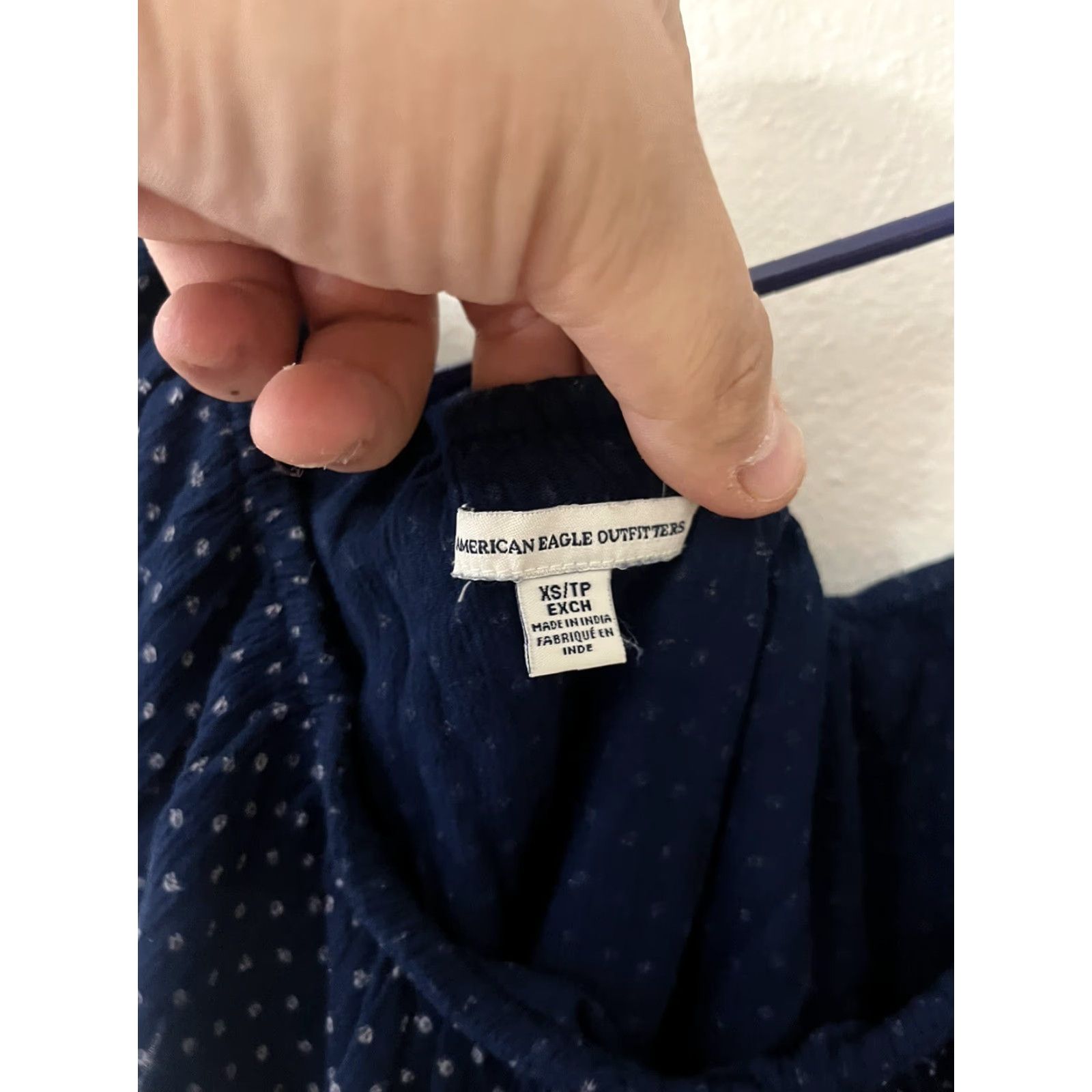 American Eagle Outfitters American Eagle Outfitters Blouse Top Women XS Blue Polka Dot One Shoulder Ruffle Casual Bohemian Size XS / US 0-2 / IT 36-38 - 2 Thumbnail