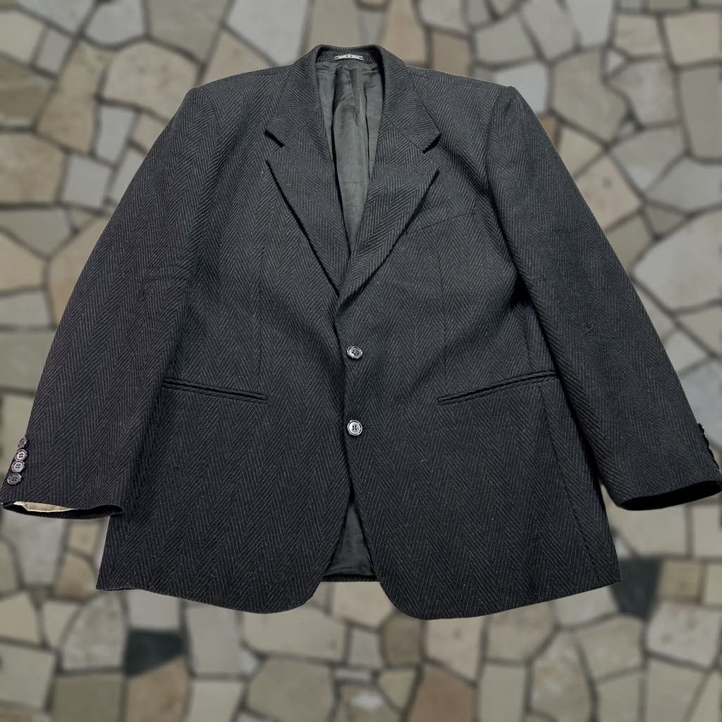 Vintage Bachrach Blazer Mens 43 Long Black Wool Herringbone Made in Italy Bottoli Jacket 2 Piece Two-Button Notch Lining Viscoe/Rayon Vintage: No Womens/Mens Size 46R - 1 Thumbnail