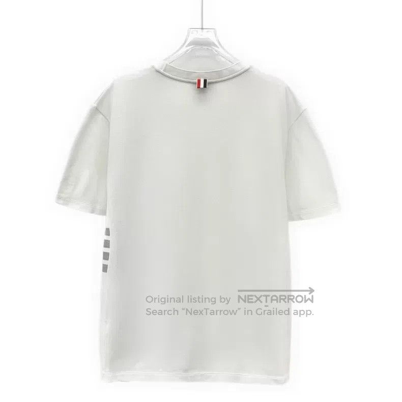 Thom Browne Thom Browne White cotton round neck short-sleeve T-shirt Size US XL / EU 56 / 4 - 2 Thumbnail