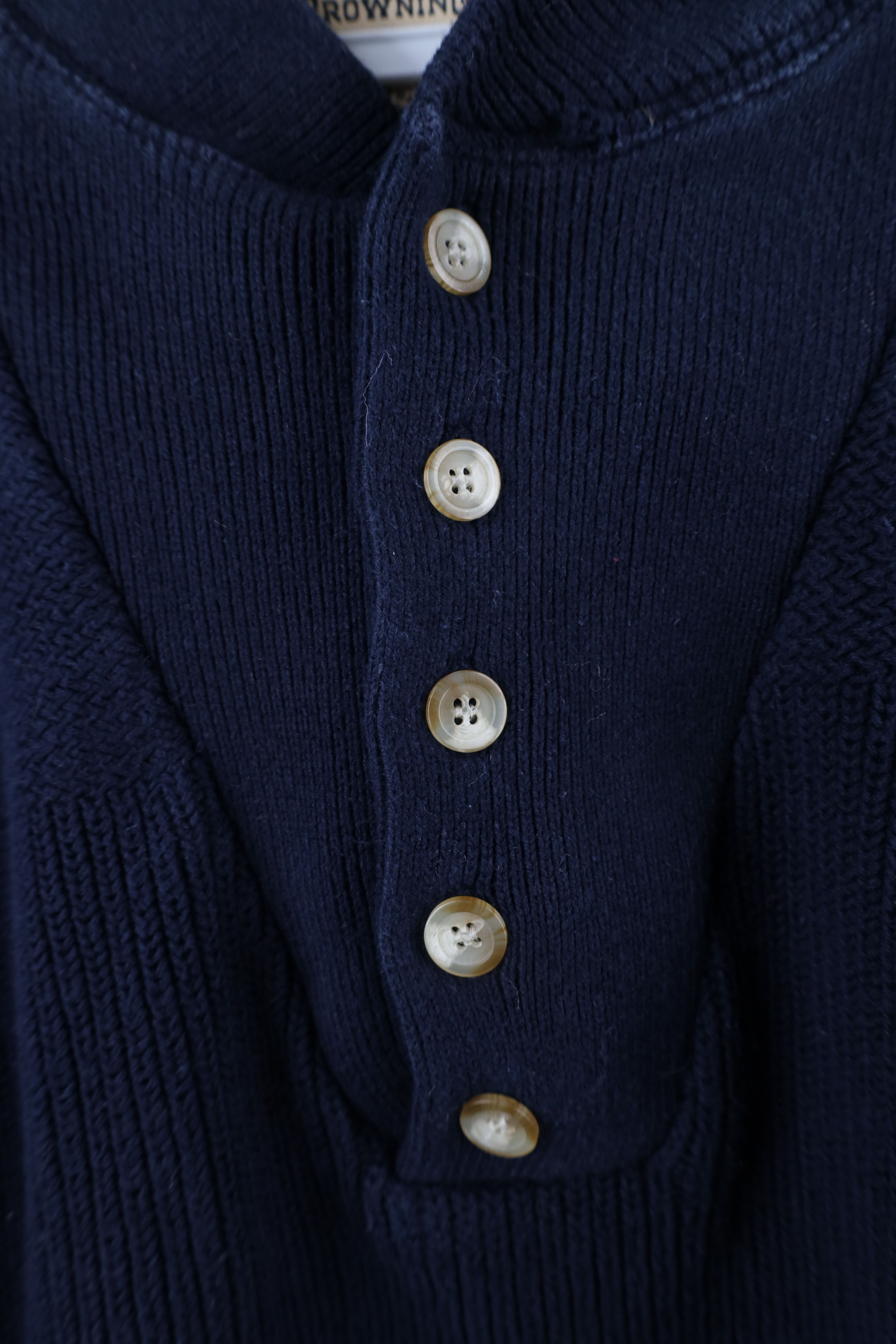 Vintage Vintage 90s Streetwear Ribbed Knit Henley Sweater Blue Size US M / EU 48-50 / 2 - 5 Thumbnail