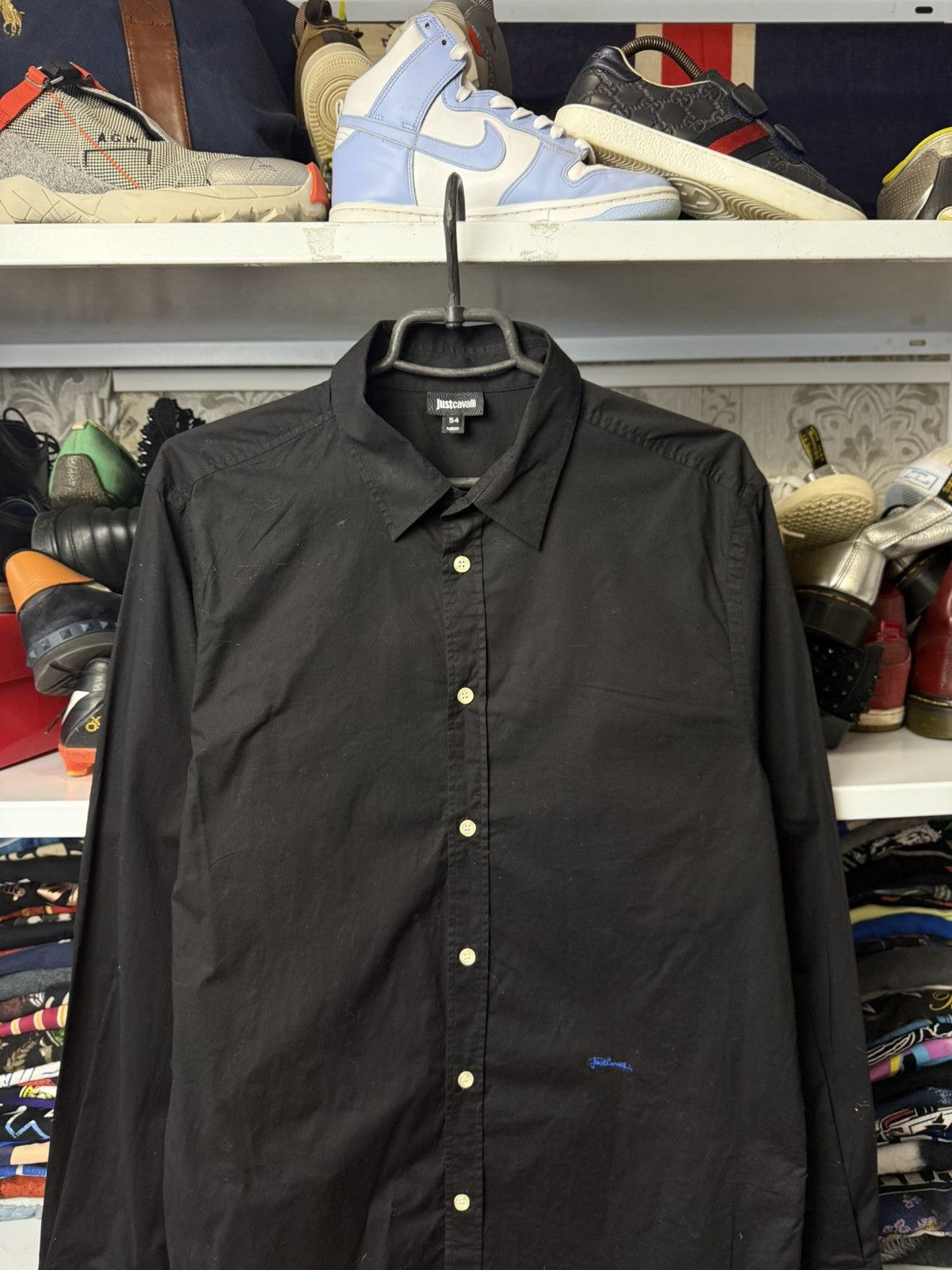 Just Cavalli × Vintage Vintage Just Cavalli Black Shirt Button Up Awant Garde Size US L / EU 52-54 / 3 - 2 Thumbnail