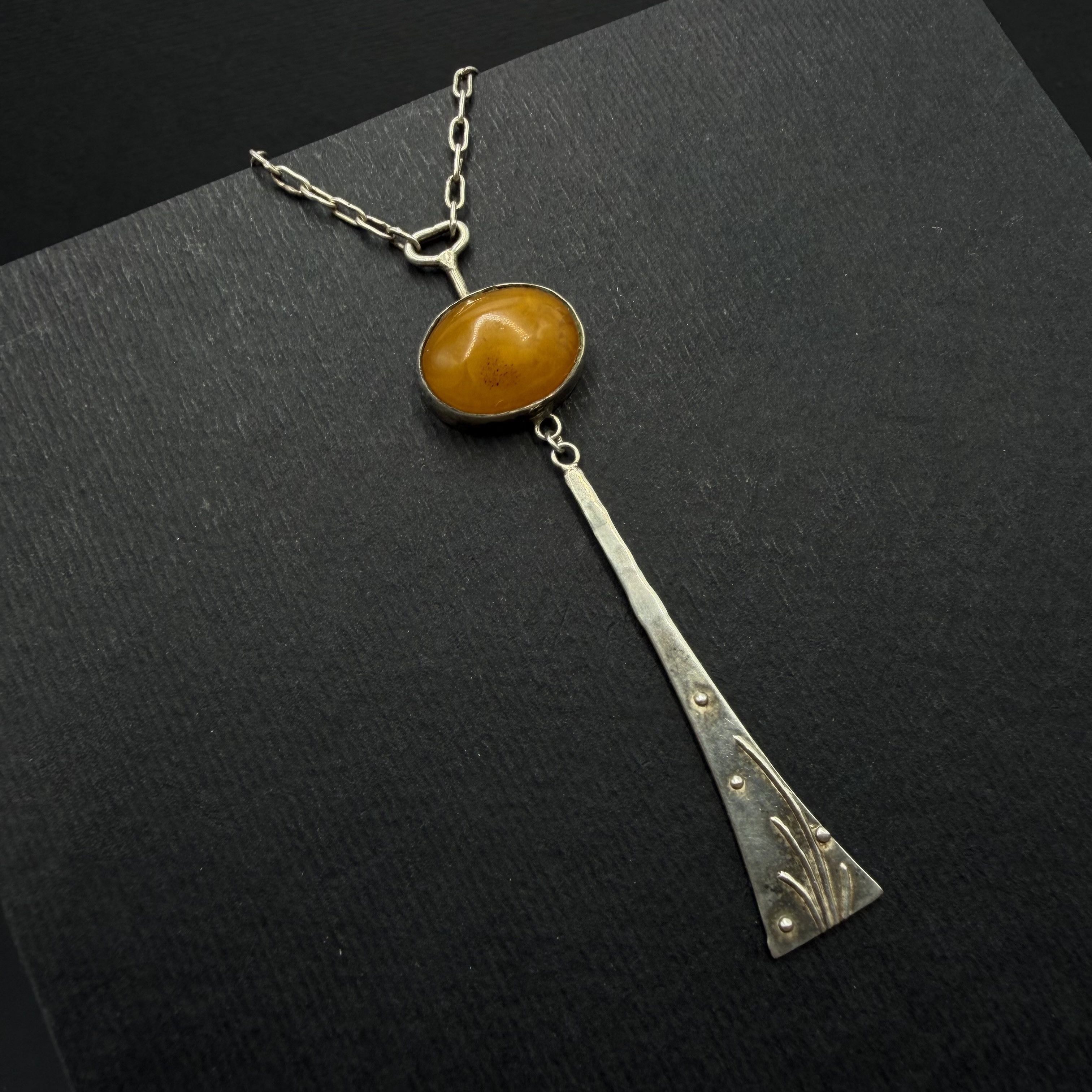 Vintage Vintage Soviet 875 Silver Baltic Amber Necklace Chain Size ONE SIZE - 2 Thumbnail