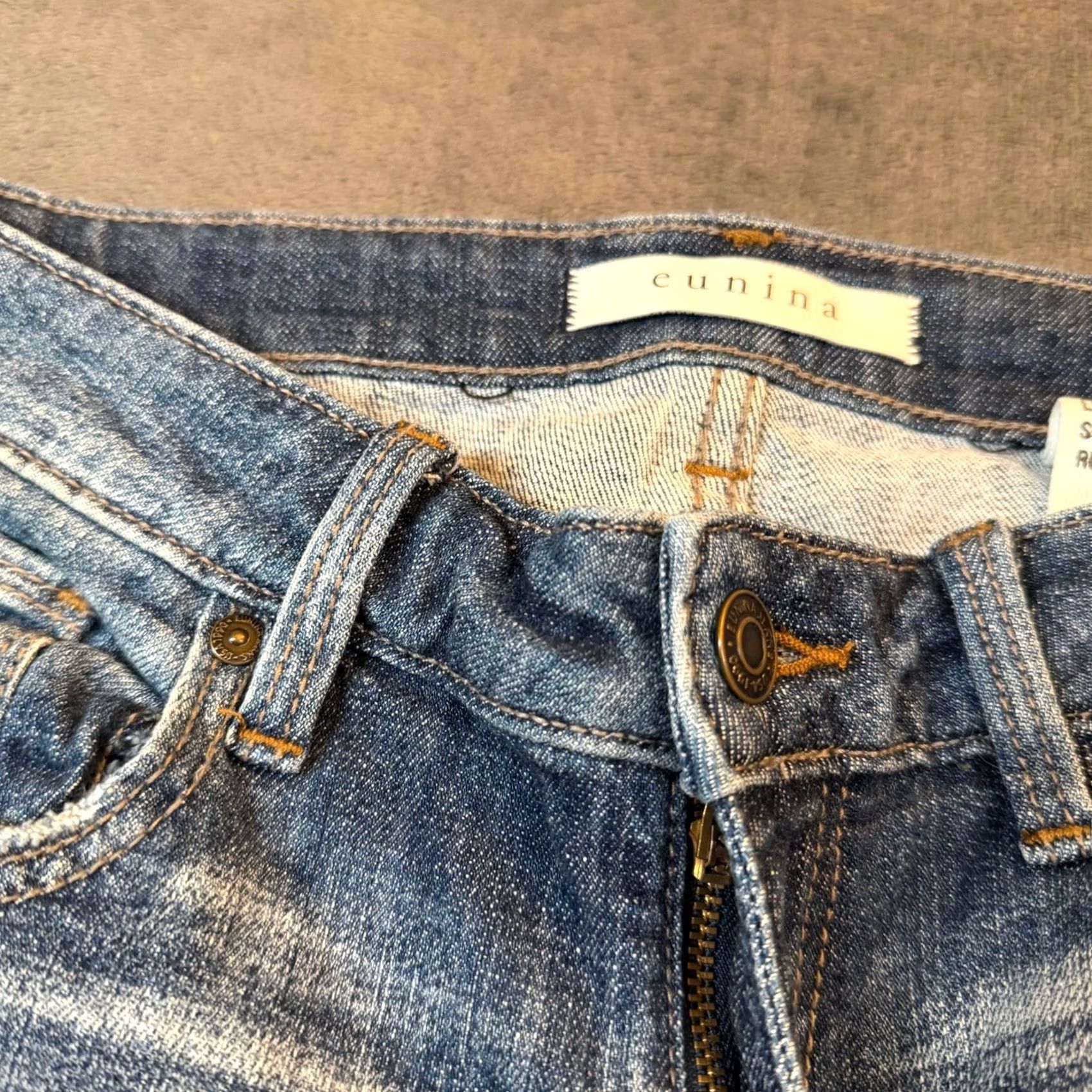 Vintage Eunina Maxwell Jeans Juniors Size 5 Blue Distressed Skinny Low Rise Stretch Denim 5-Pocket Jeans Womens Size 27" / US 4 / IT 40 - 5 Thumbnail