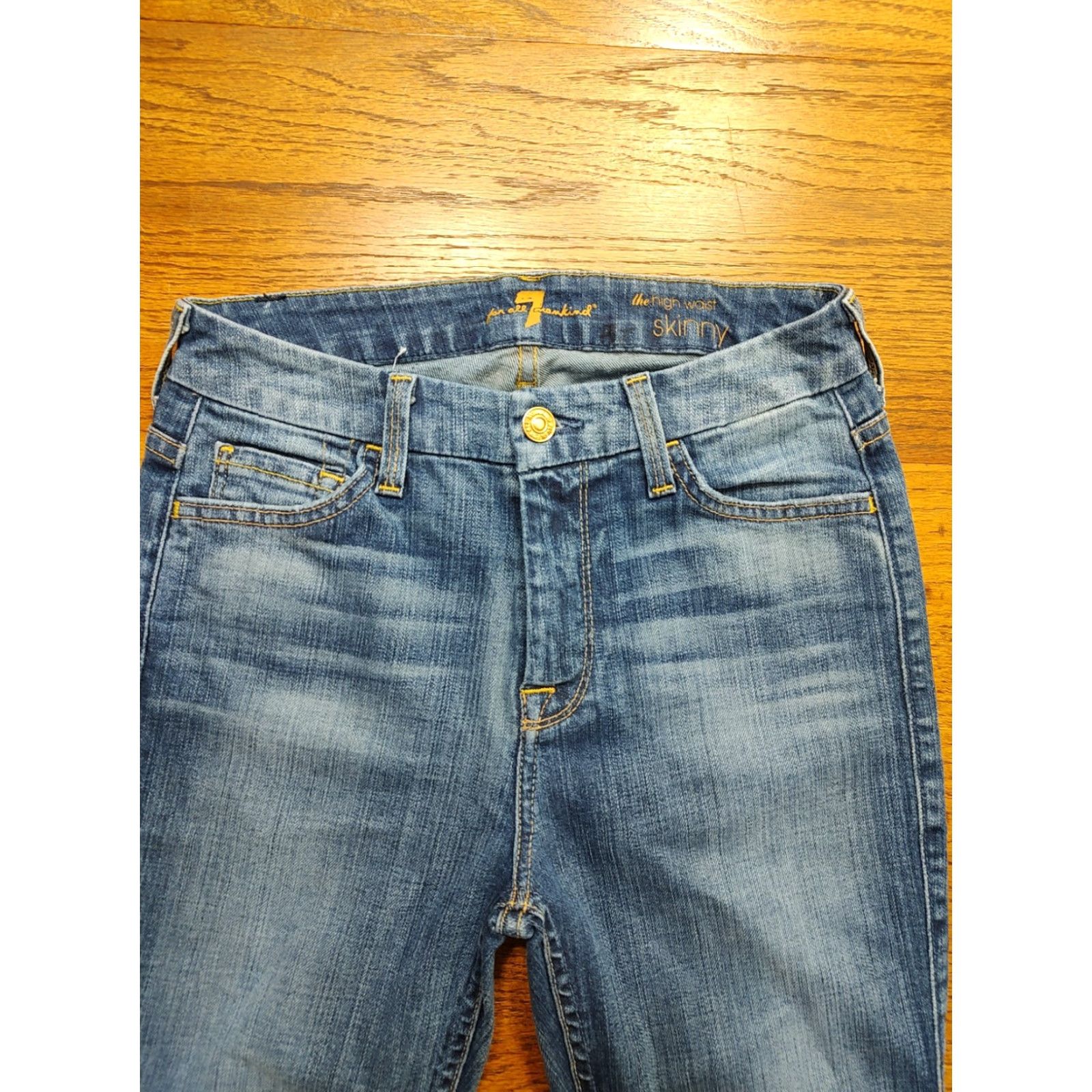 7 For All Mankind VINTAGE 7 For All Mankind Womens Skinny Jeans Blue Denim High Waisted 29 Inseam 25x29 City 90s Mens/Womens Size 42" / US 20 - 3 Thumbnail