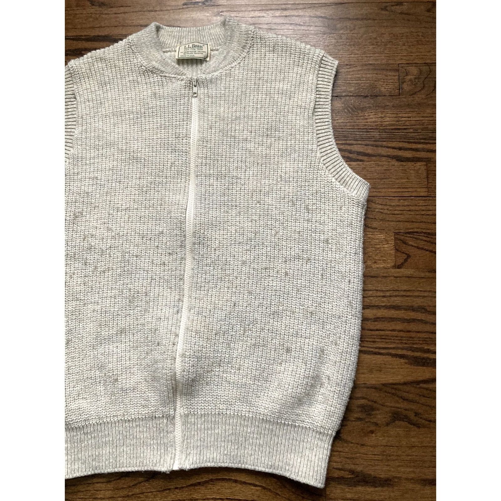 Vintage VINTAGE L.L. Bean Sweater Vest Mens Large Wool Blend USA Made High Trek Ivory Knit Vest Full Zip Men L Knit USA Vintage Size US L / EU 52-54 / 3 - 3 Thumbnail