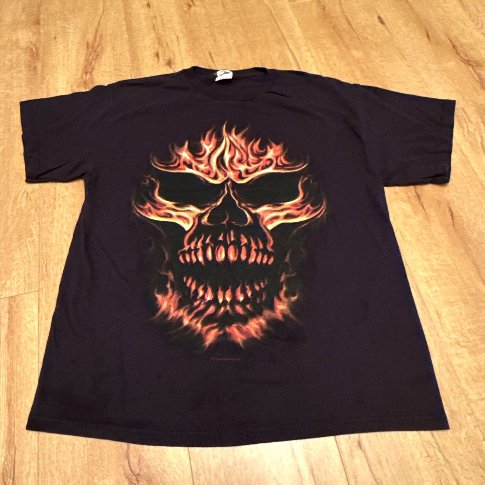 Vintage VINTAGE Thunder Sports Wear inc Flaming skull T-shirt L Black 1995-2000 Delta Pro Weight Size US L / EU 52-54 / 3 - 3 Thumbnail