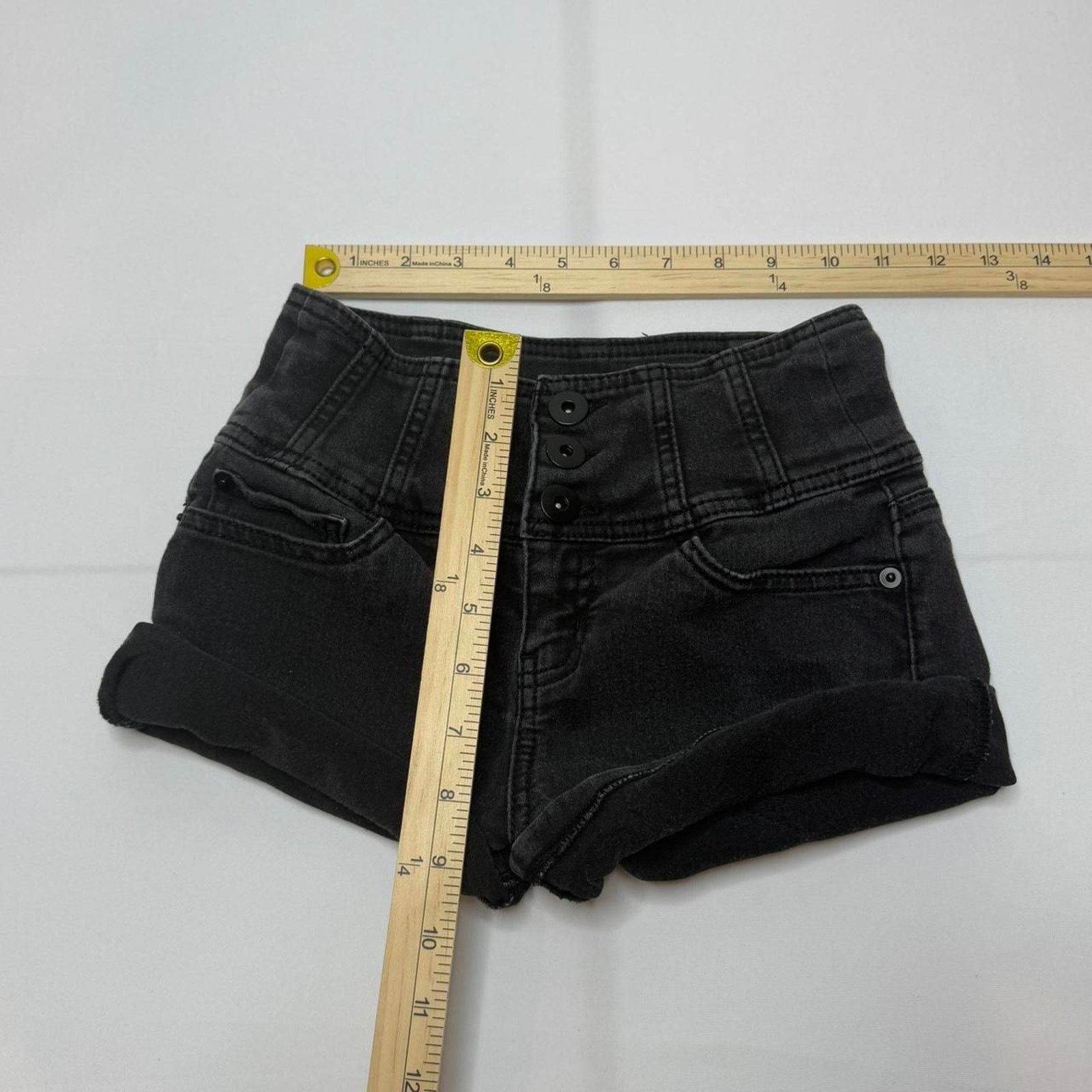 Other Micro Low Rise Vintage Black Size 3 Shorts Size 26" / US 2 / IT 38 - 2 Thumbnail