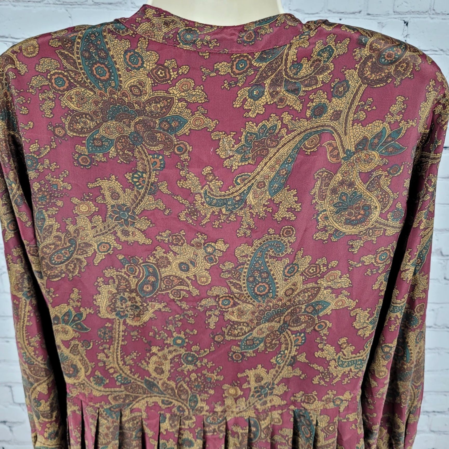 Talbots VTG Talbots Multicolor Paisley Pleated Buttoned Long Sleeve Midi Dress Petite 4P Size S / US 4 / IT 40 - 6 Thumbnail