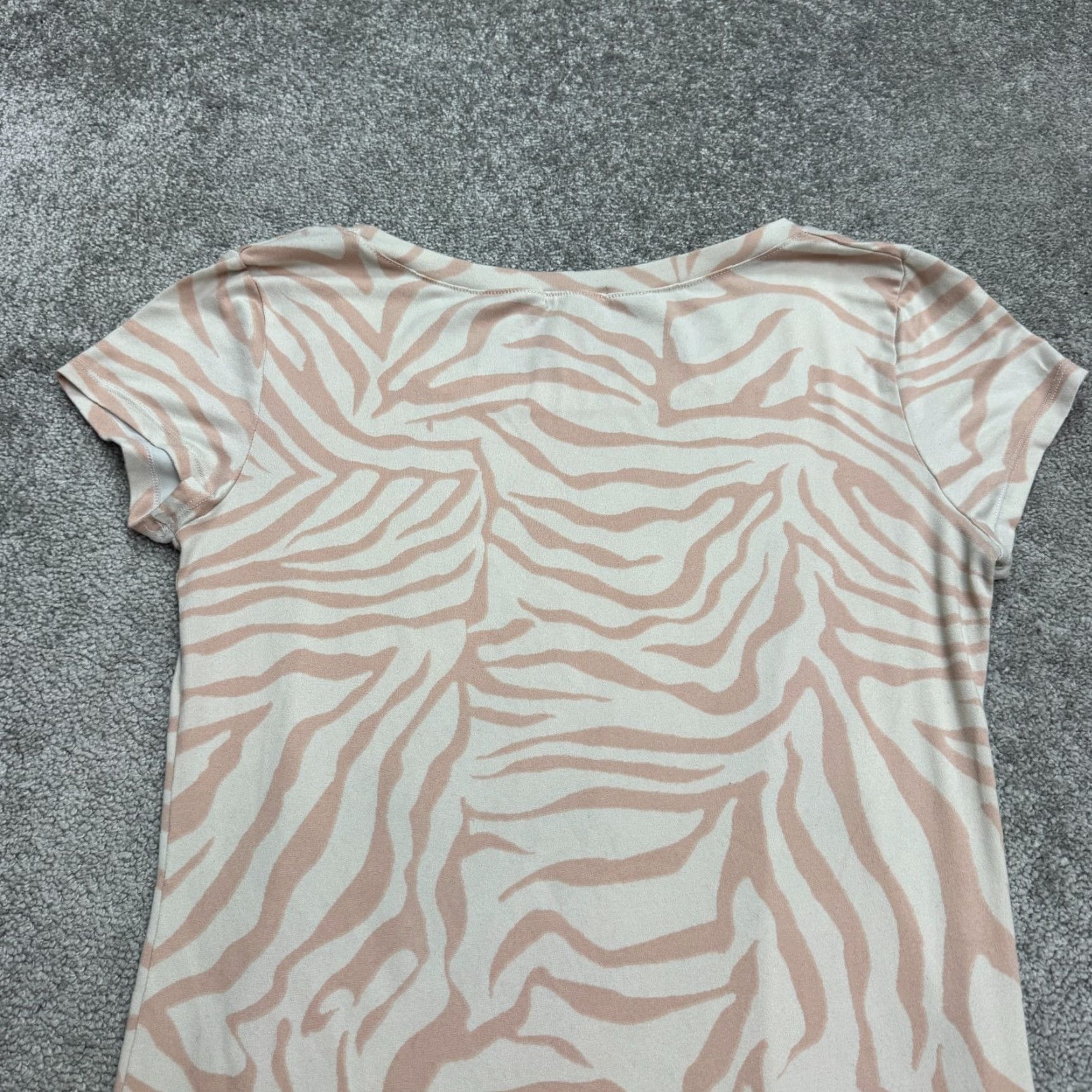 Vintage ART Zebra Mini T-Shirt Dress Womens M Beige Animal Print Casual Size M / US 6-8 / IT 42-44 - 3 Thumbnail