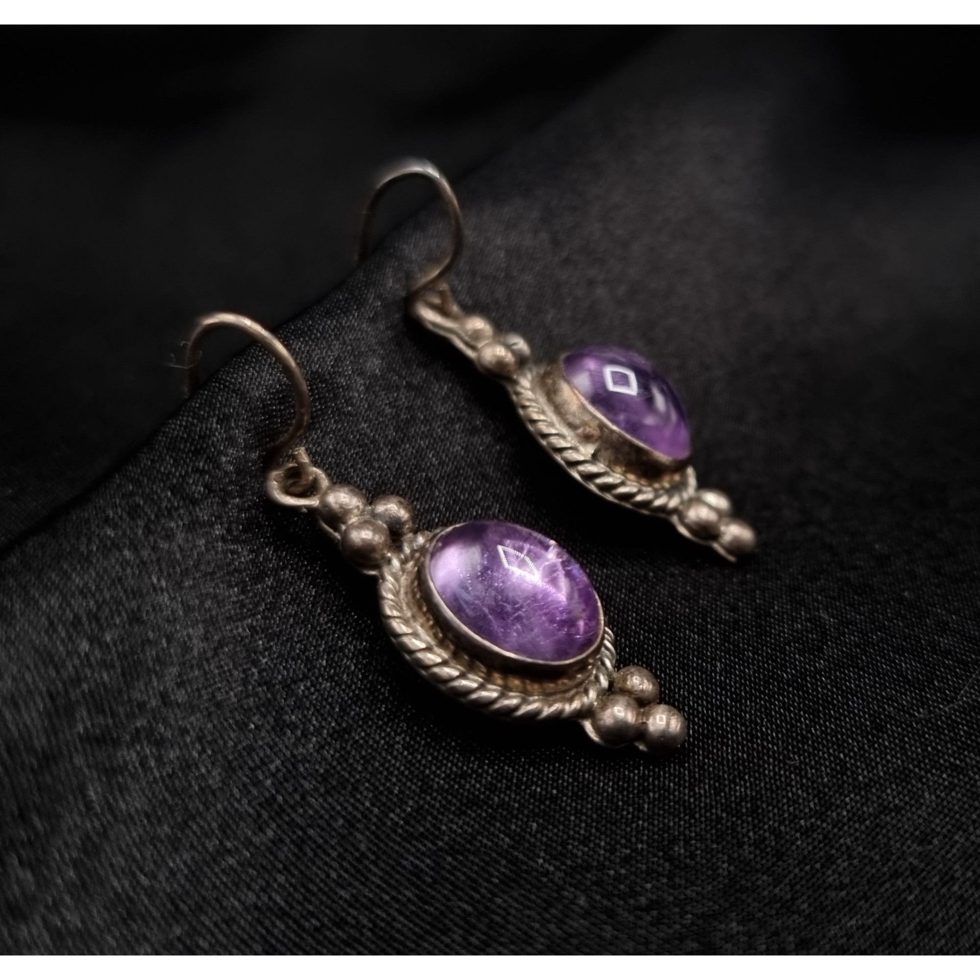Vintage Vintage Early 2000's Amethyst 925 Sterling Silver Dangle Ear Size ONE SIZE - 3 Thumbnail