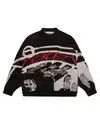 Grunge Y2K big graphic knit black sweater