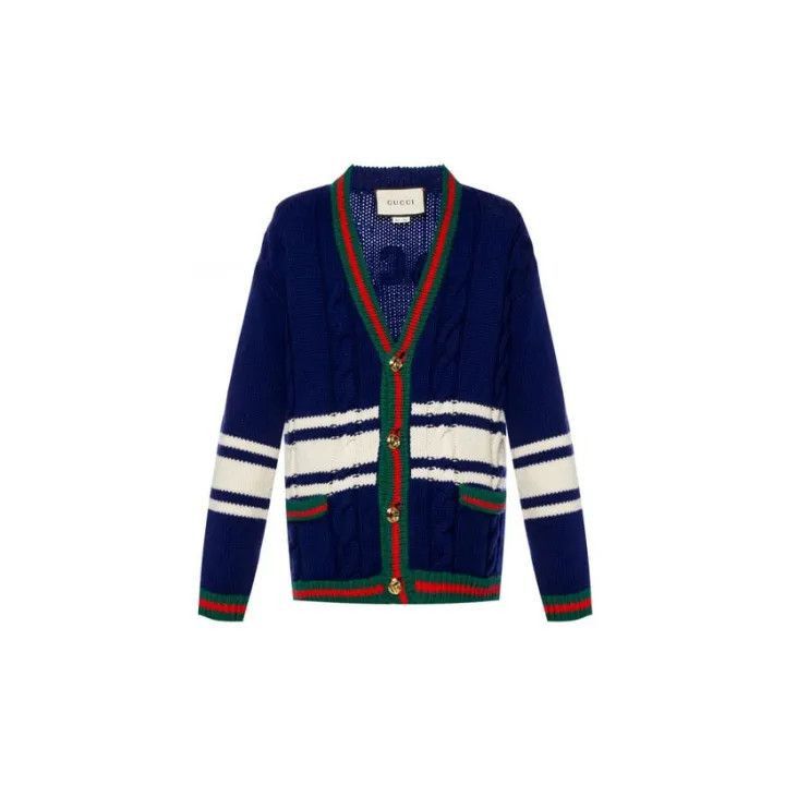 Gucci Gucci Blue Striped Wool Knit Cardigan-2507 Size XS / US 0-2 / IT 36-38 - 8 Thumbnail