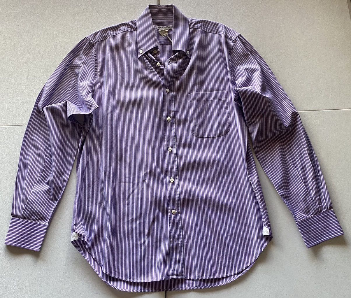 Loro Piana Loro Piana 🇮🇹 purple rep stripe dress shirt 16.5 42eu VGC Size US L / EU 52-54 / 3 - 1 Thumbnail