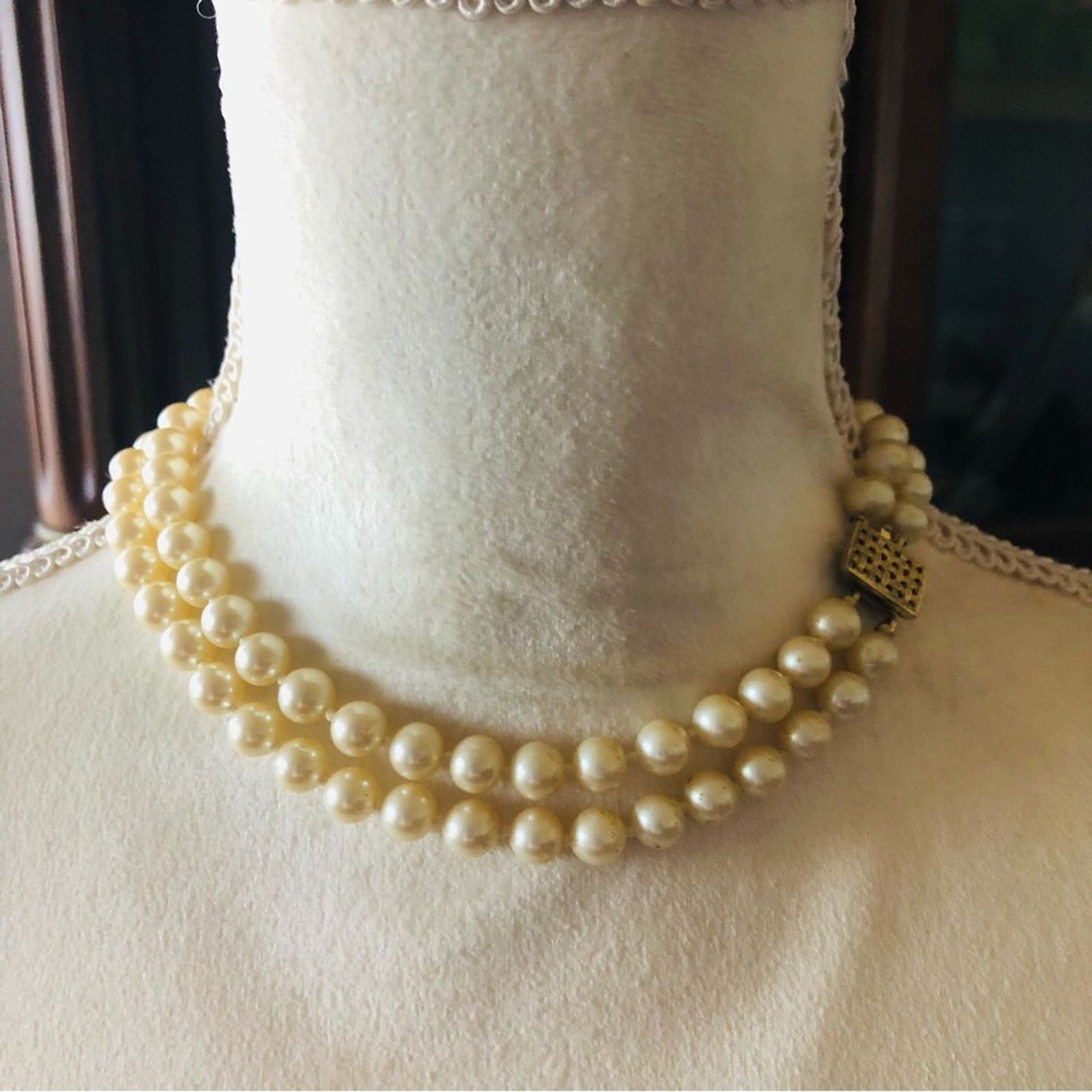 Vintage Vintage double strand classic cream pearl necklace Size ONE SIZE - 5 Thumbnail