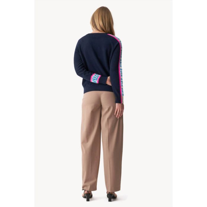 Brodie Cashmere BRODIE CASHMERE Love Kisses Sweater In Navy pink