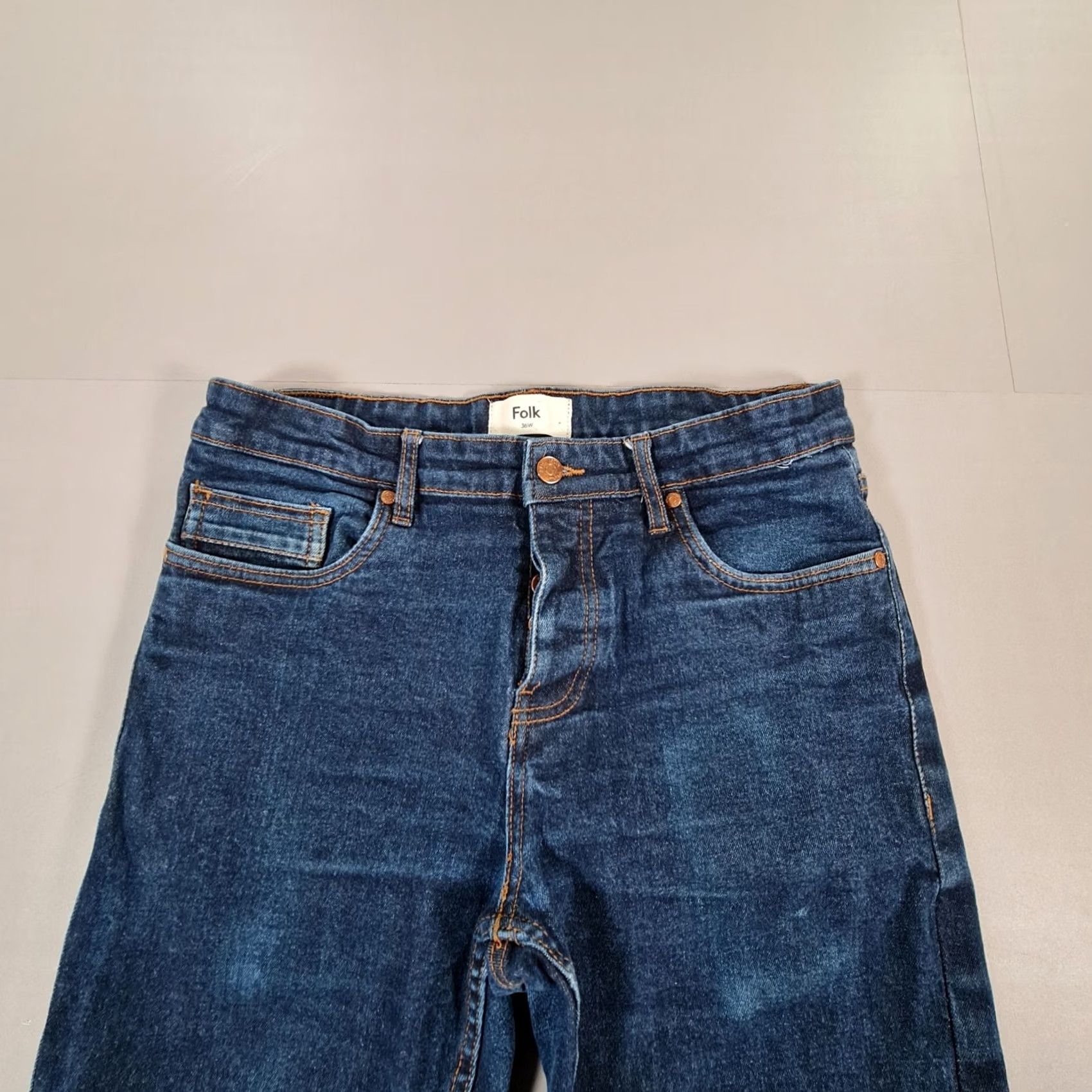 Folk Folk Jeans Mens Slim Fit Stretch Denim Selvedge Blue W32 L30 Size US 32 / EU 48 - 4 Thumbnail