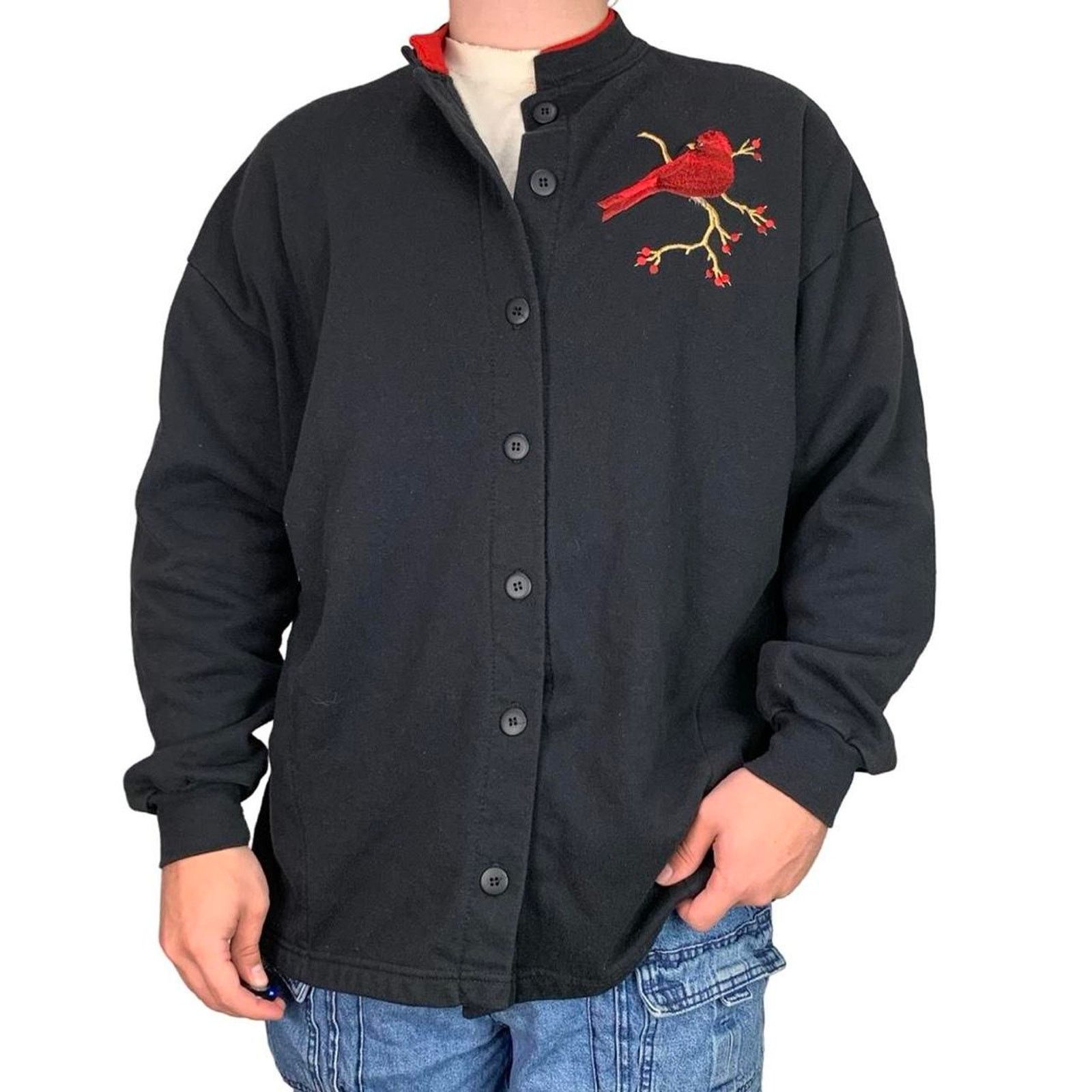 Vintage Vintage 90s Embroidered Cardinal Cardigan Sweater Size XXL / US 16-18 / IT 52-54 - 1 Thumbnail